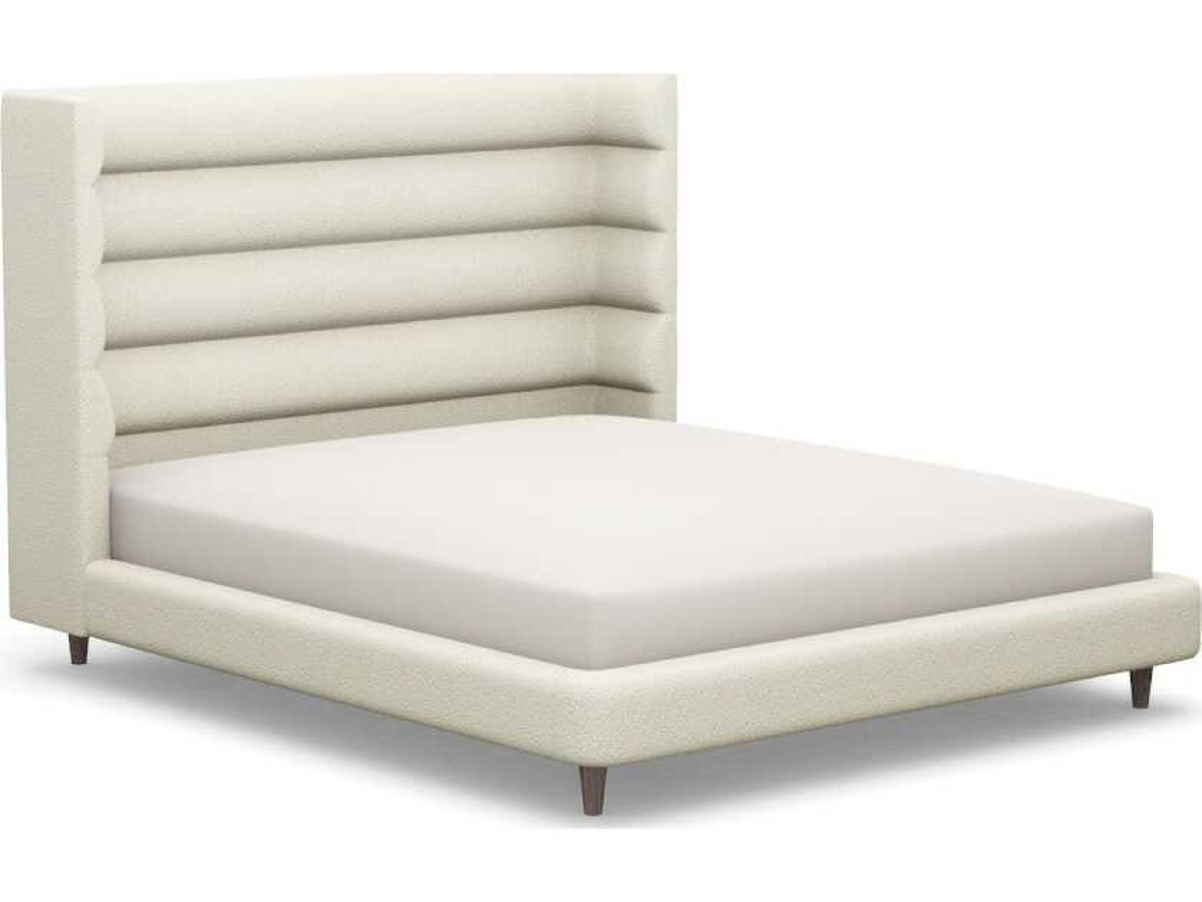 Interlude Home Ornette Beige Walnut Wood Upholstered California King Platform Bed