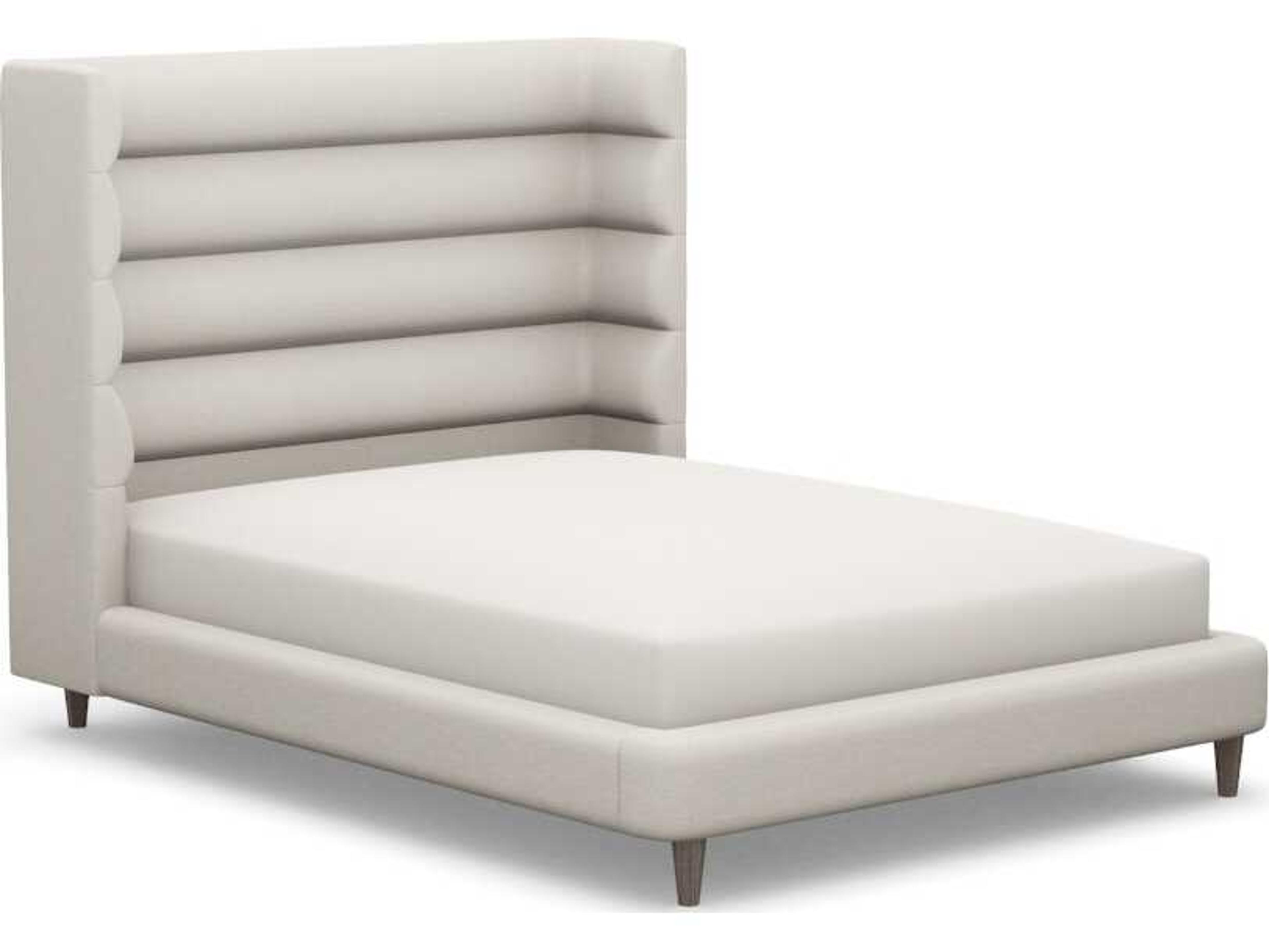 Ornette Beige Hardwood Upholstered Queen Platform Bed