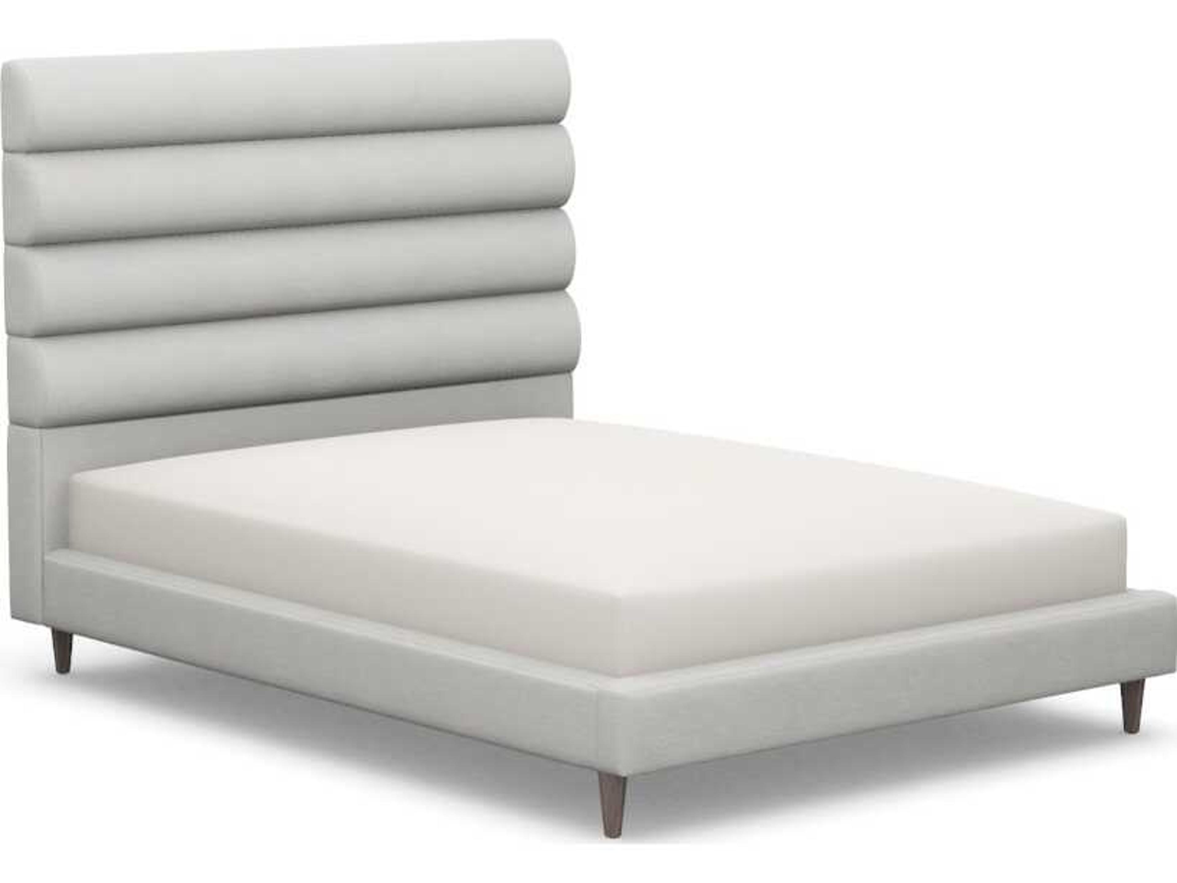 Channel Gray Upholstered Queen Platform Bed