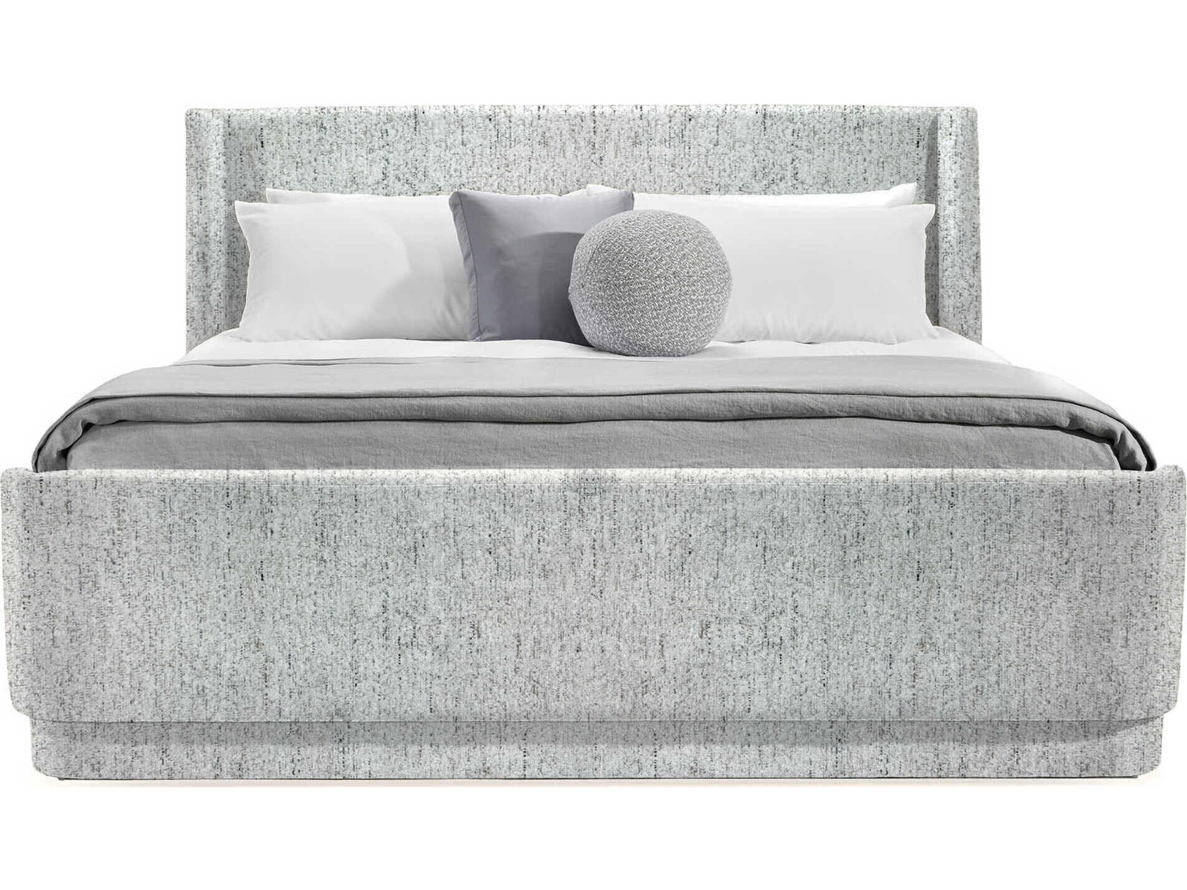 Interlude Home Kaia Maya Jade Gray Upholstered King Panel Bed