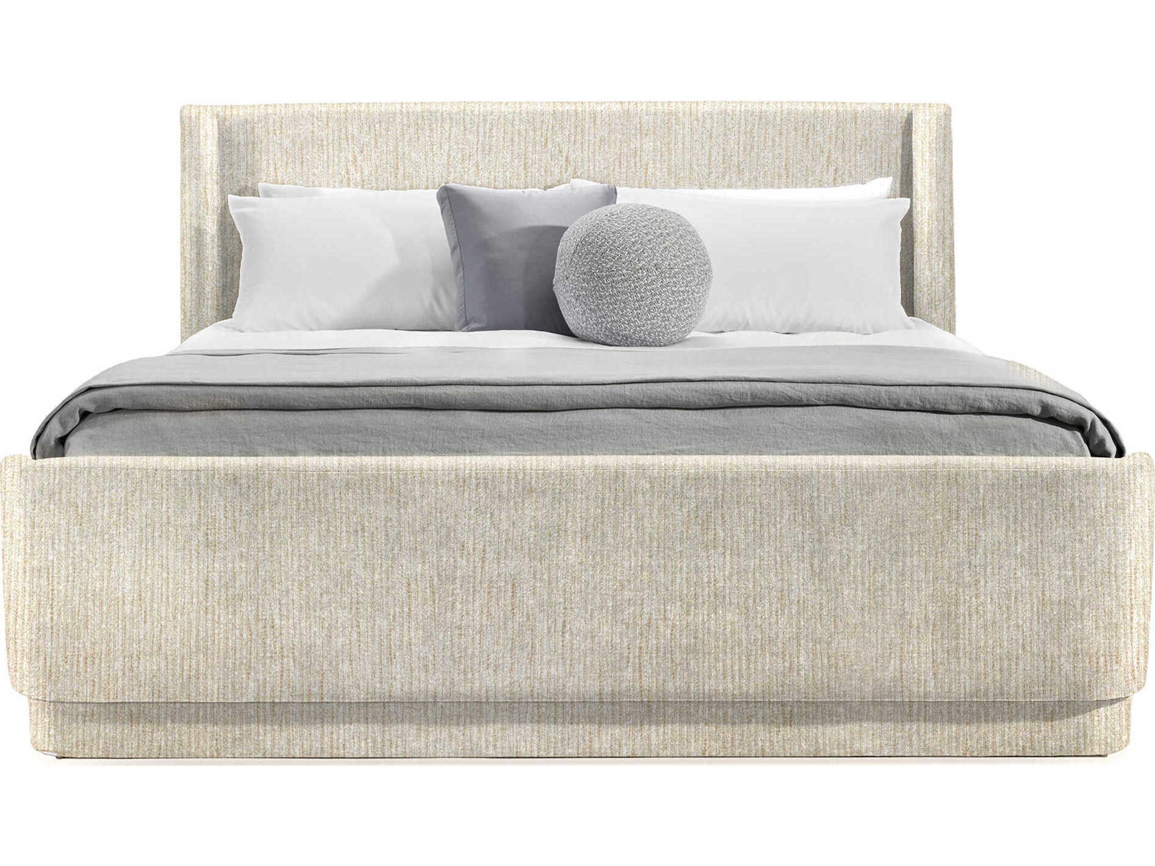 Interlude Home Kaia Aria Sand Beige Upholstered King Panel Bed