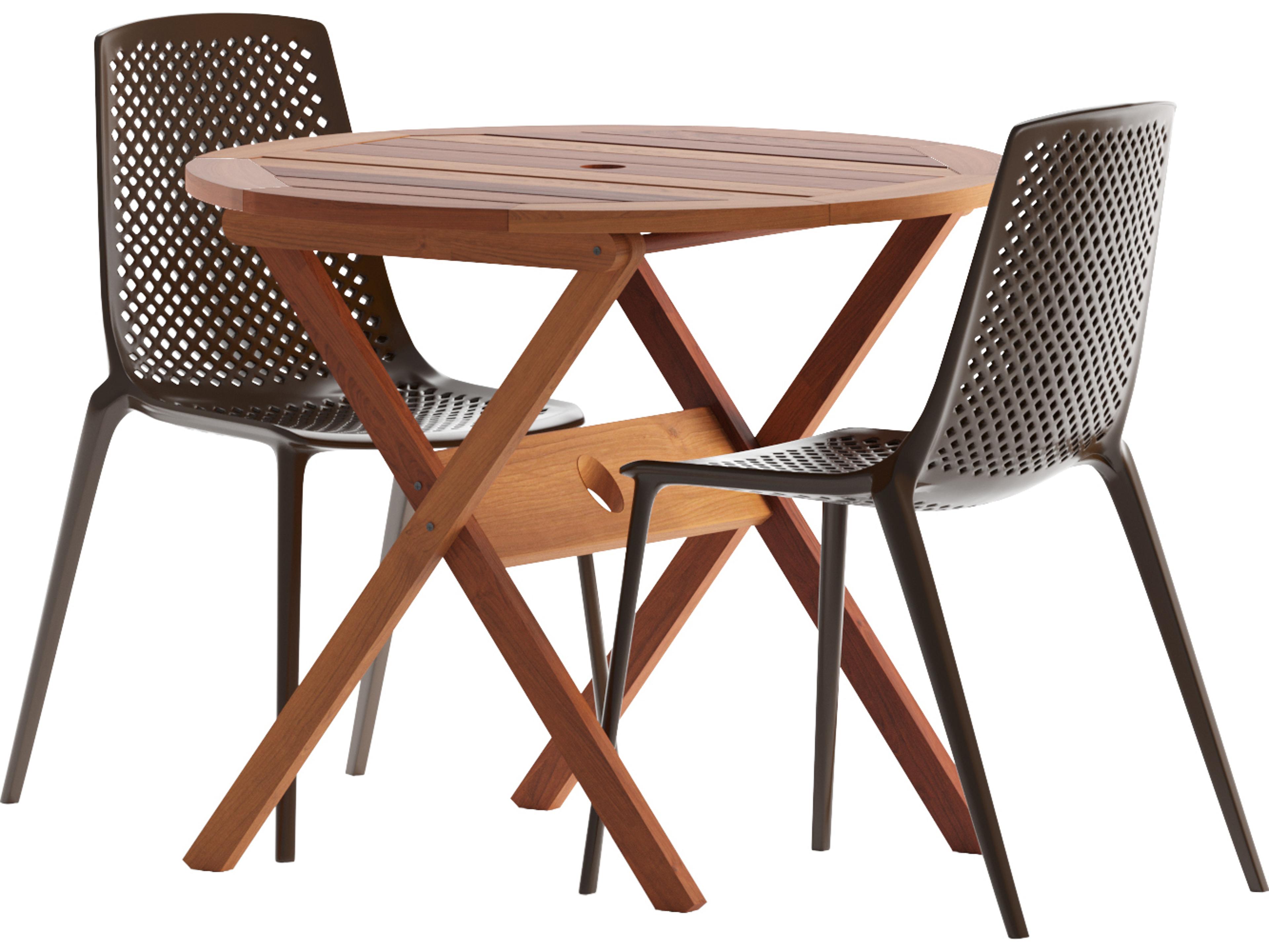 International Home Miami Amazonia Wood Resin Brown 3 Piece Octagonal Patio Dining Set