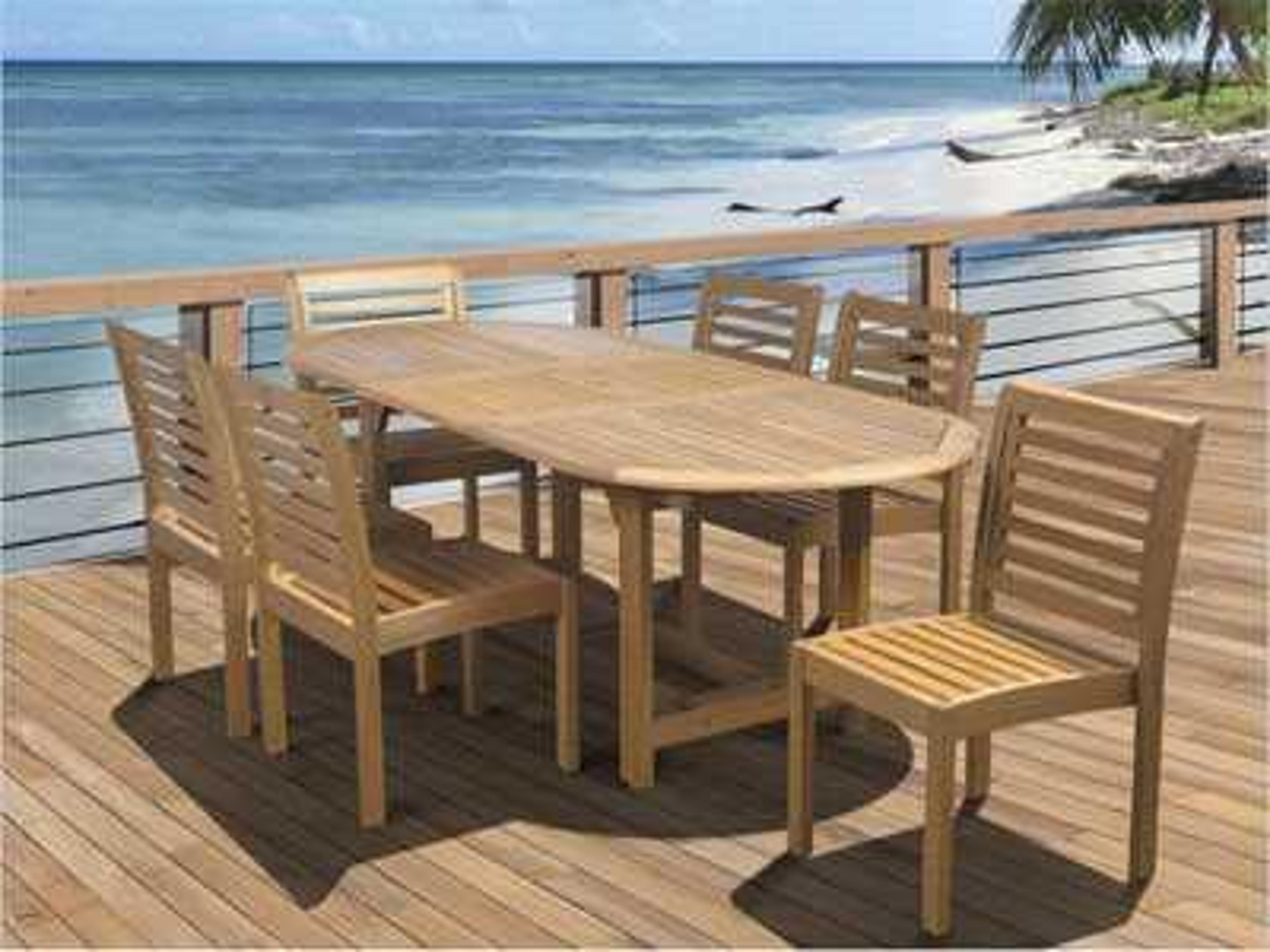 International Home Miami Amazonia Eucalyptus Oval 7 Piece Extendable Outdoor Dining Set