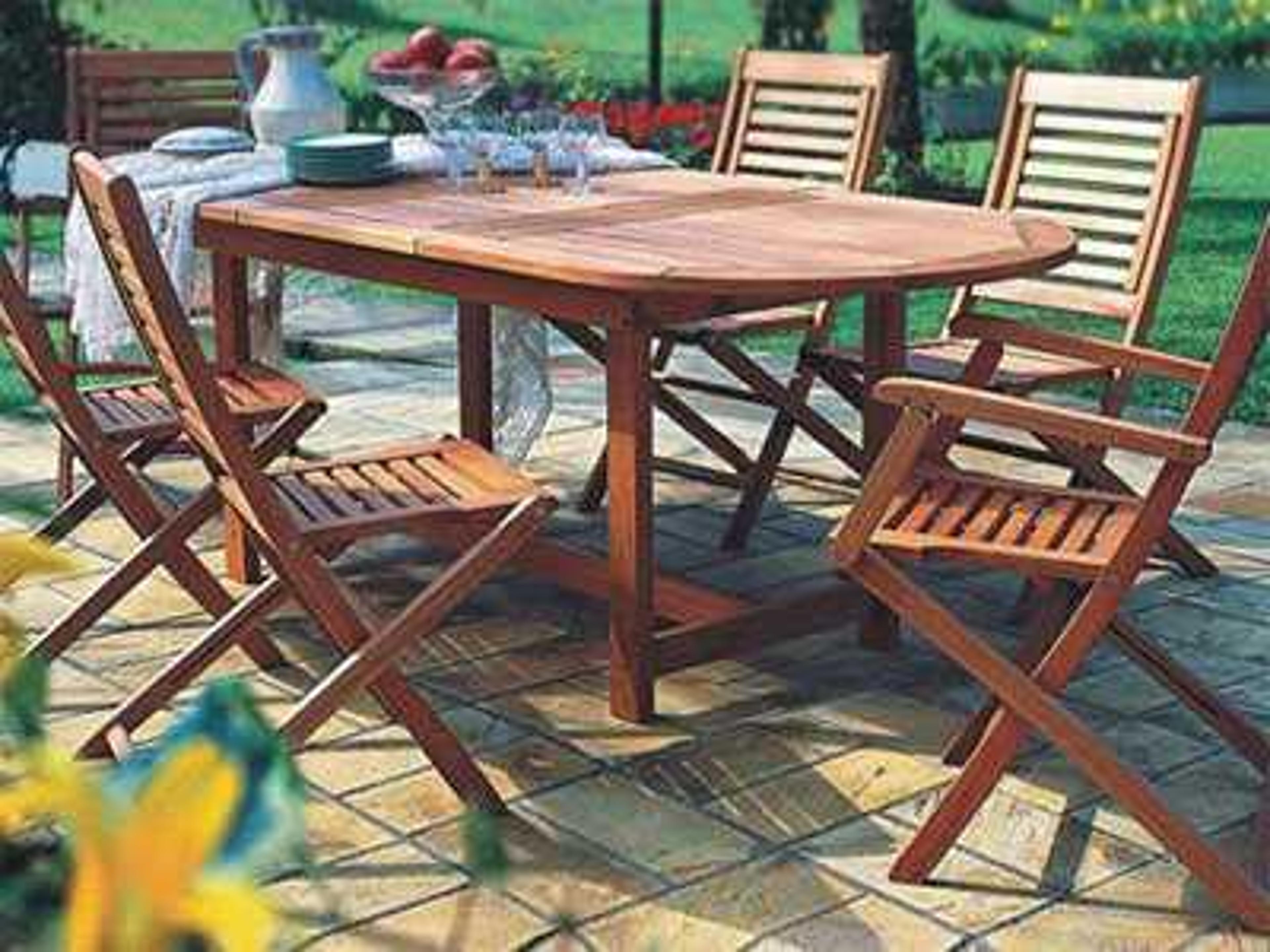 International Home Miami Amazonia Eucalyptus Oval Seven Piece Extendable Milano Patio Dining Set