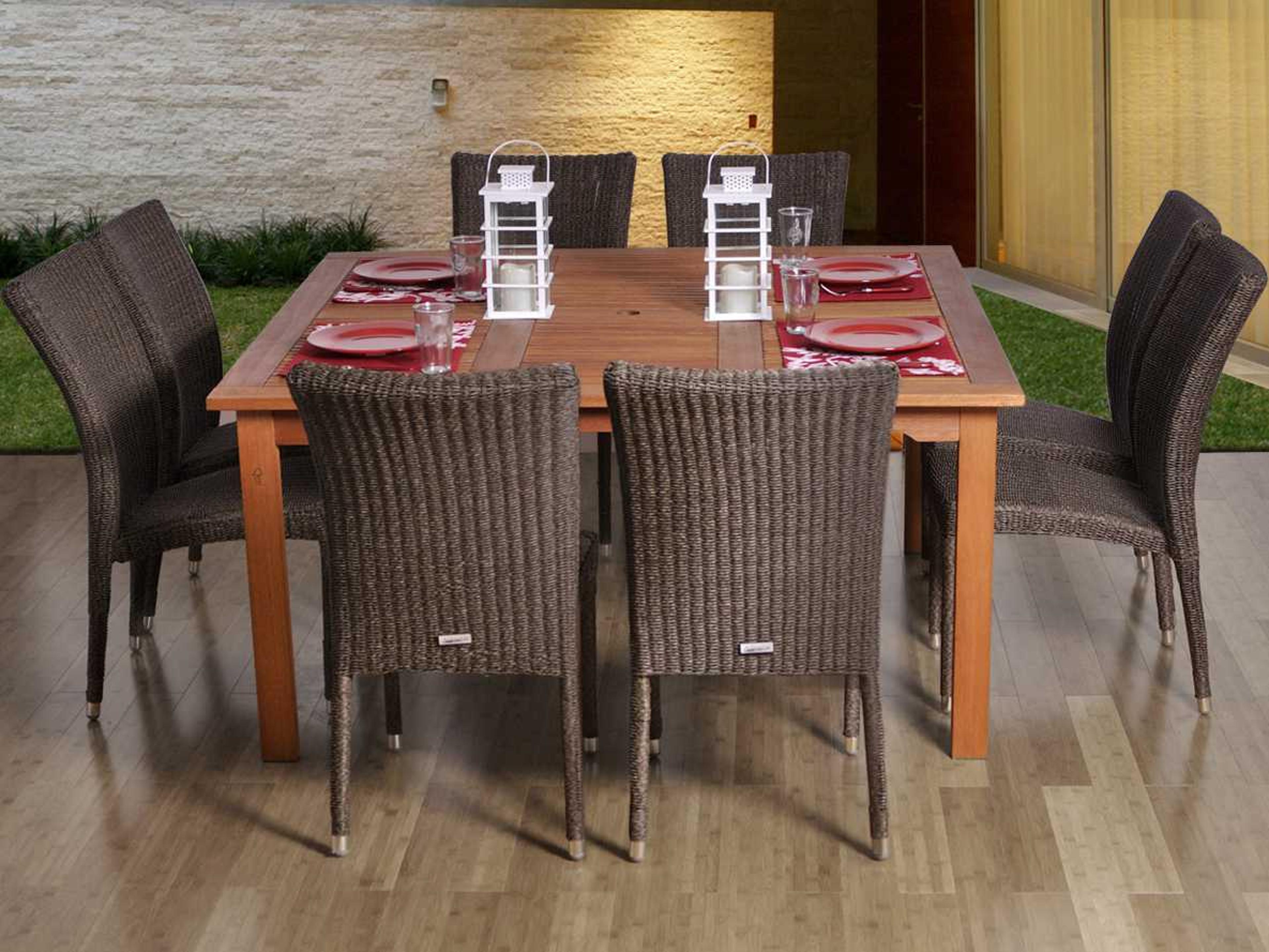 International Home Miami Amazonia Eucalyptus & Wicker Square Nine Piece Provence Outdoor Dining Set