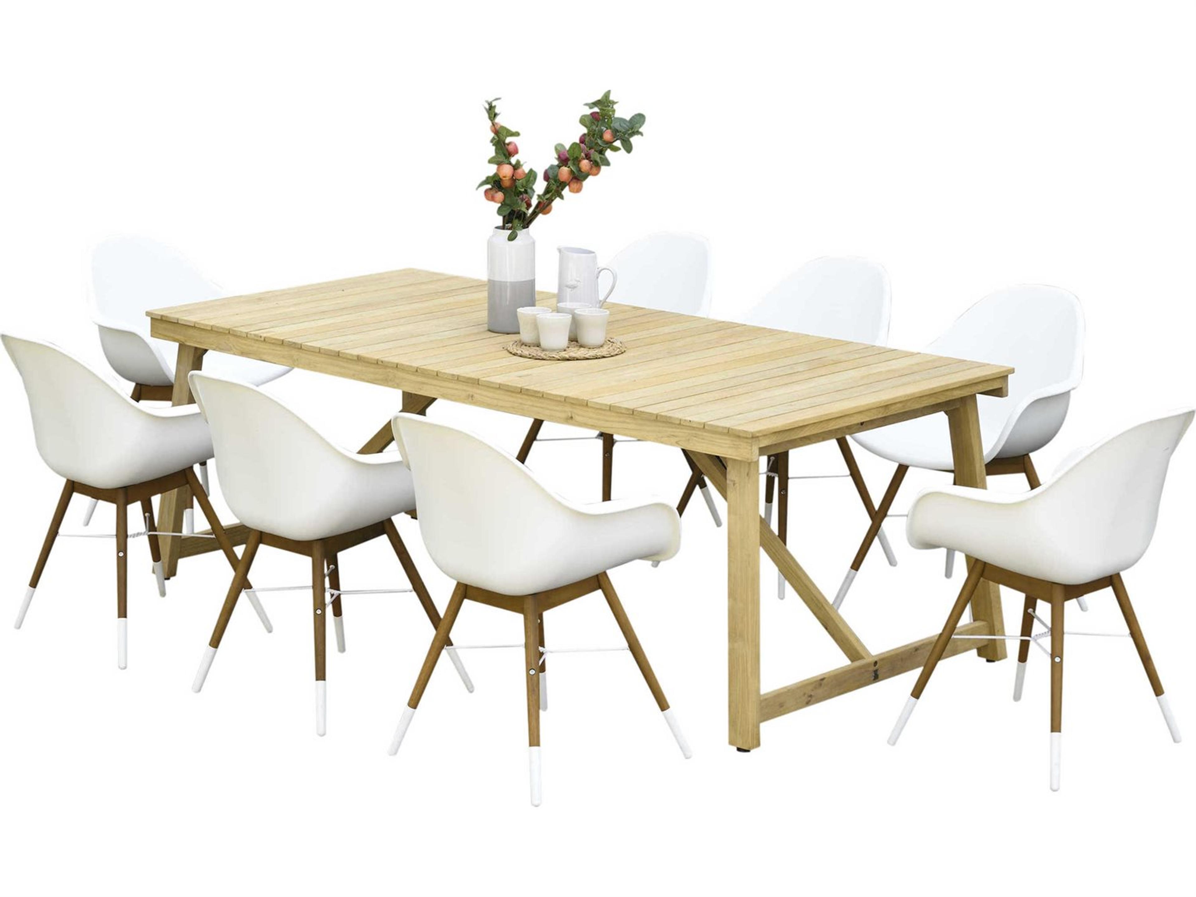 International Home Miami Amazonia Klaire 9 Piece Rectangular Wood Patio Dining Set