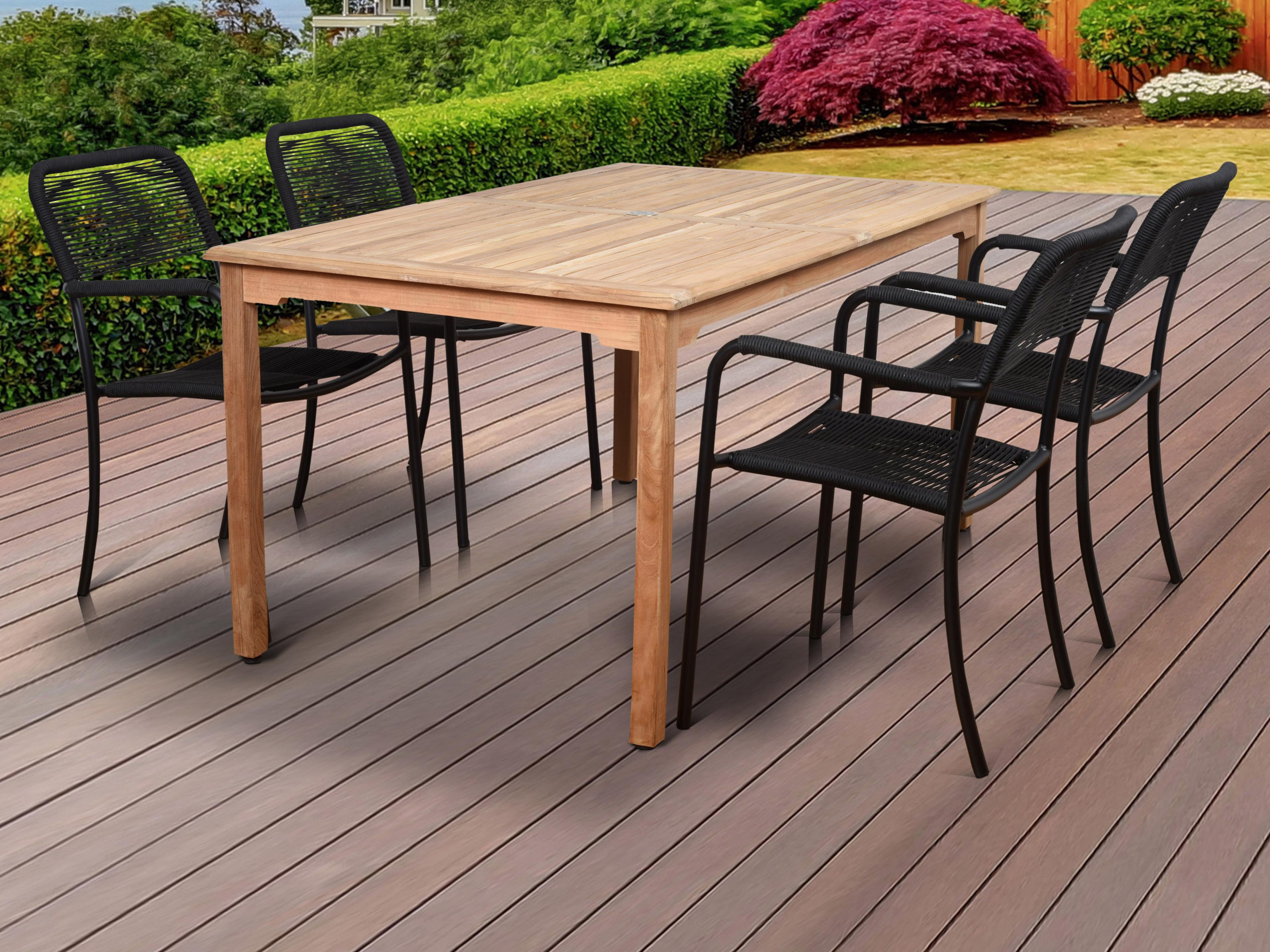 International Home Miami Amazonia Oosterdam 5 Piece Teak Rectangular Patio Dining Set
