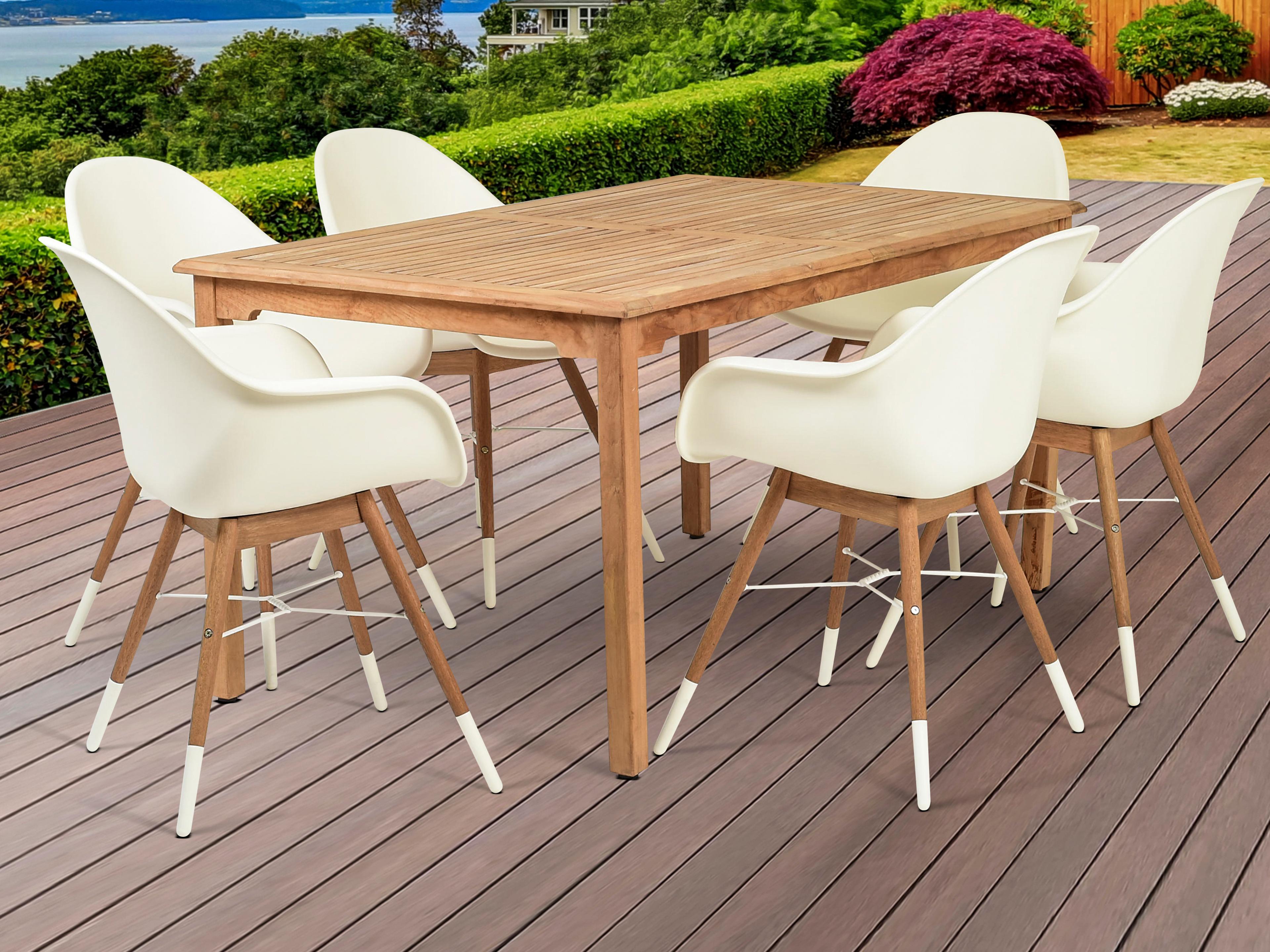 International Home Miami Amazonia Charlotte 7 Piece Teak Rectangular Outdoor Dining Set