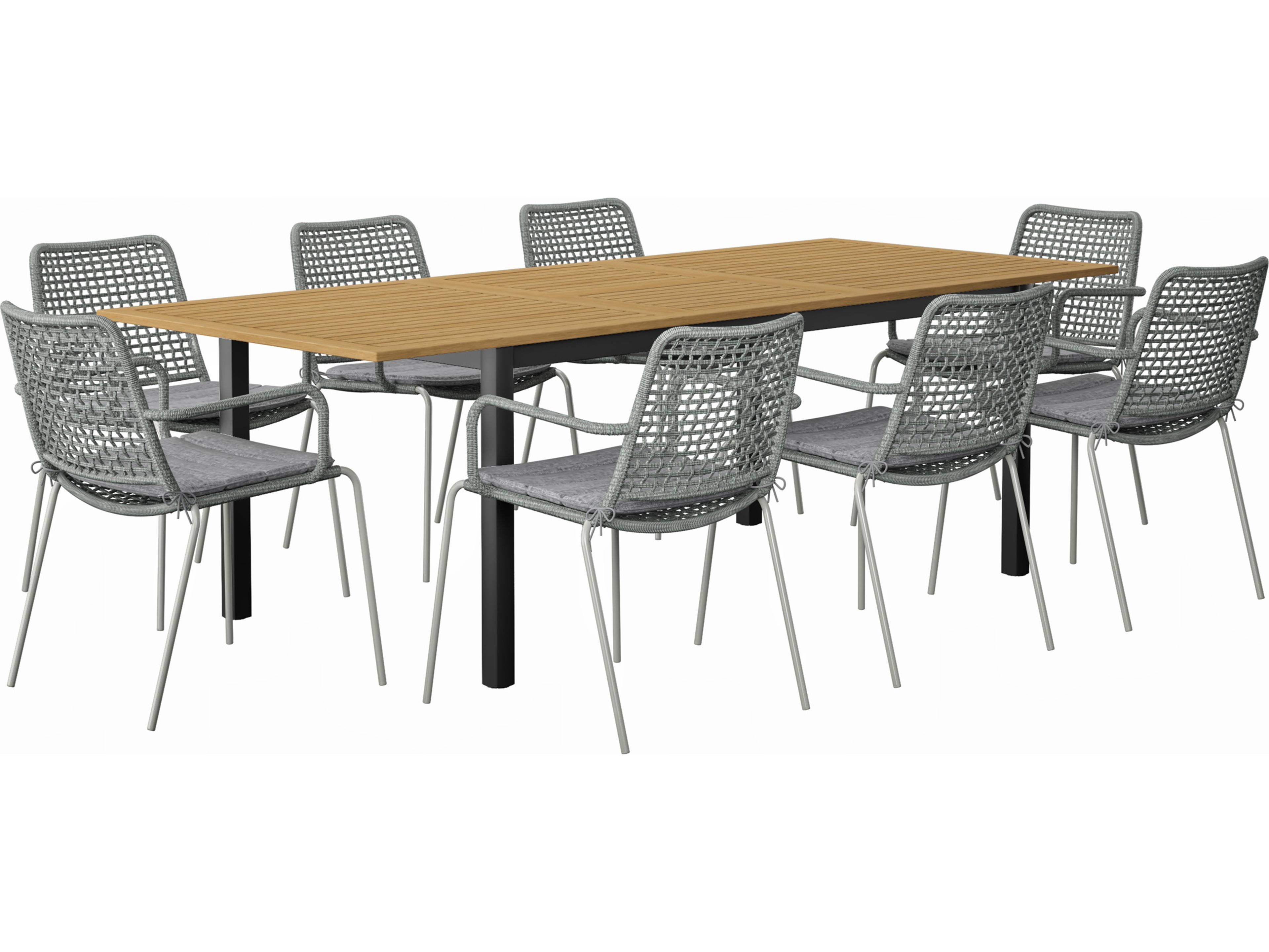 International Home Miami Amazonia 9 Piece Rectangular Patio Dining Set - Grey Plastic/Resin Chairs