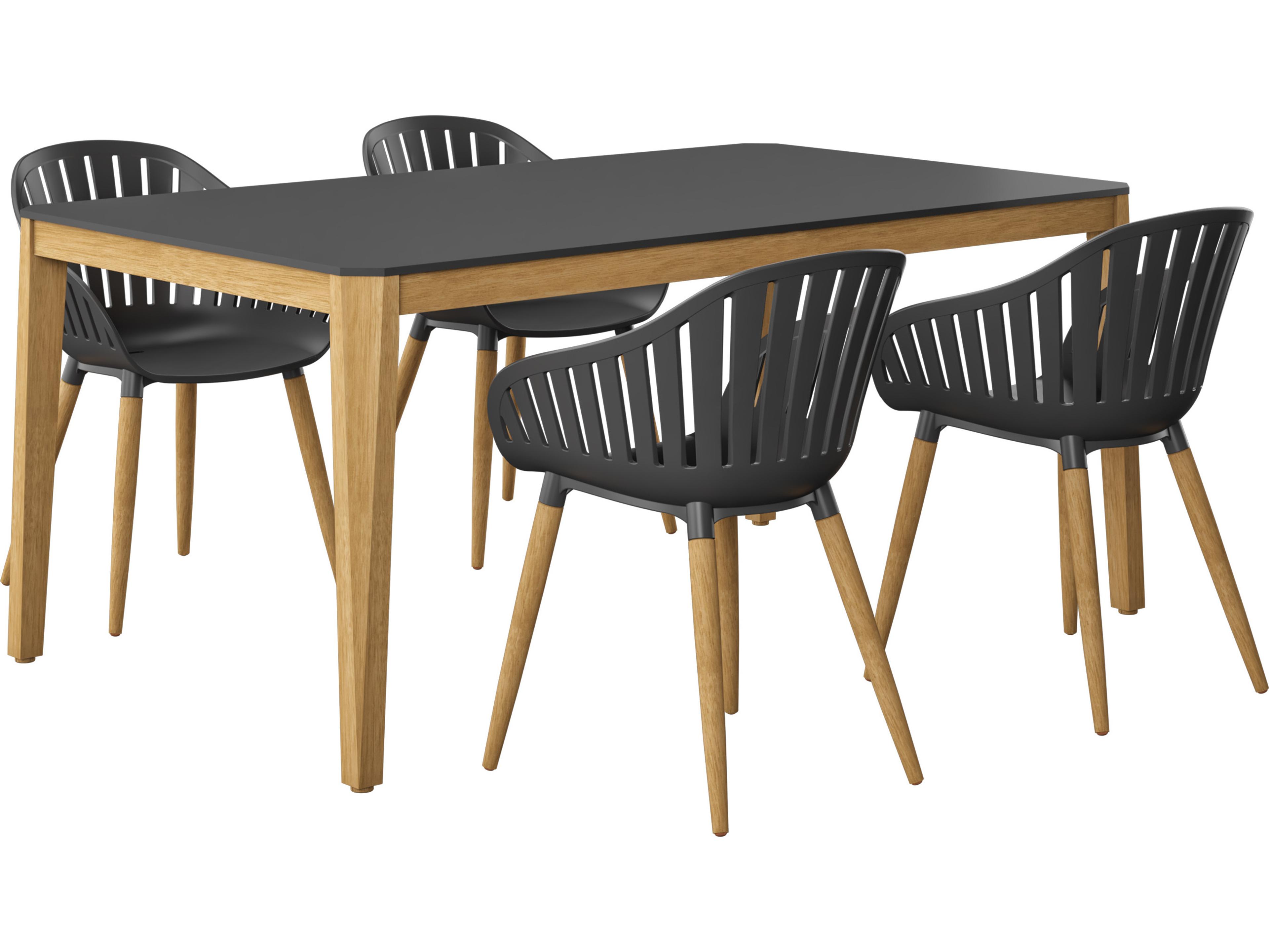 International Home Miami Amazonia Romagna 170 inch Black 5 Person Outdoor Rectangular dining Set