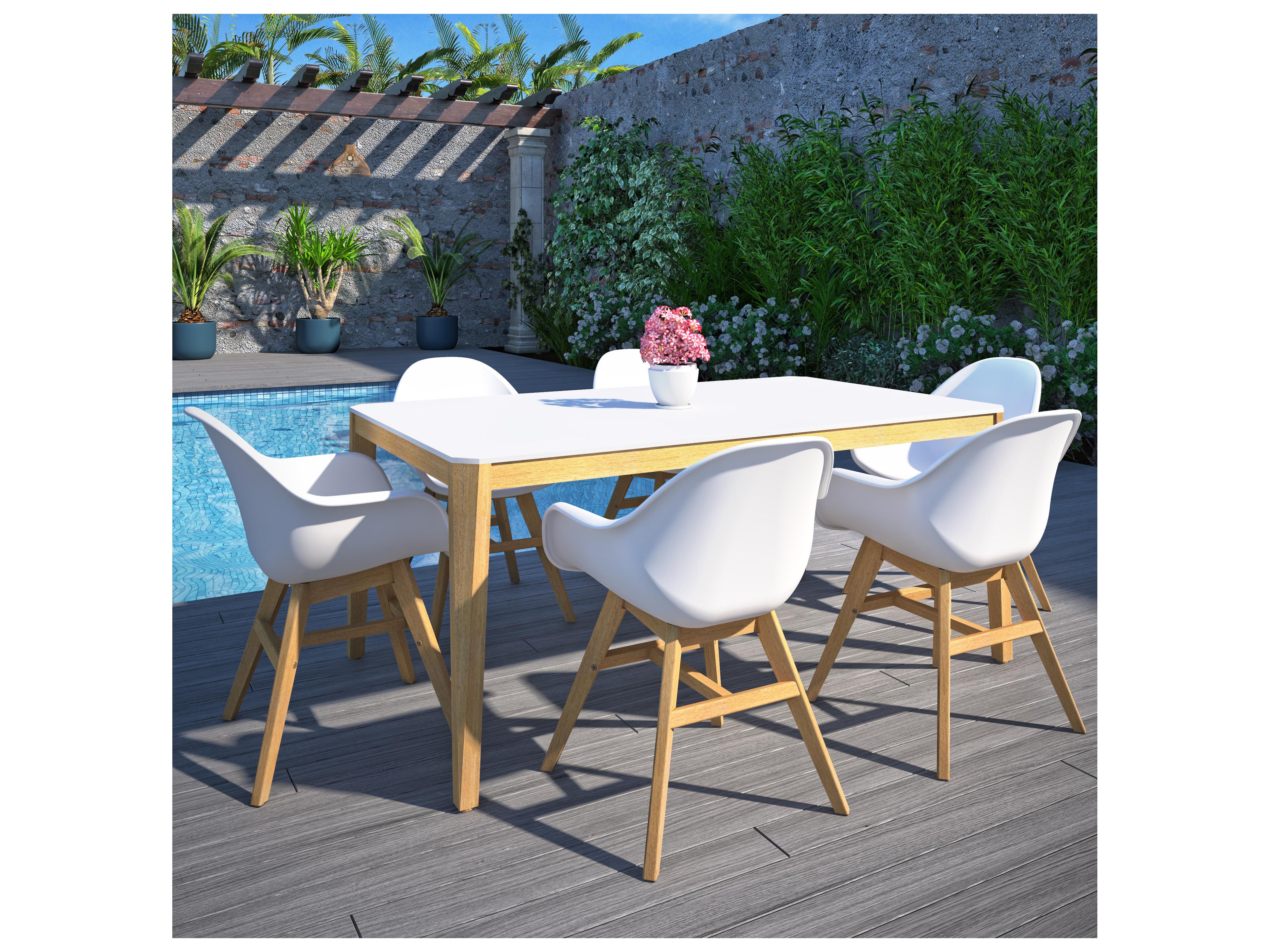 International Home Miami Amazonia Melbourne 170 inch White 7 Person Outdoor Rectangular dining Set