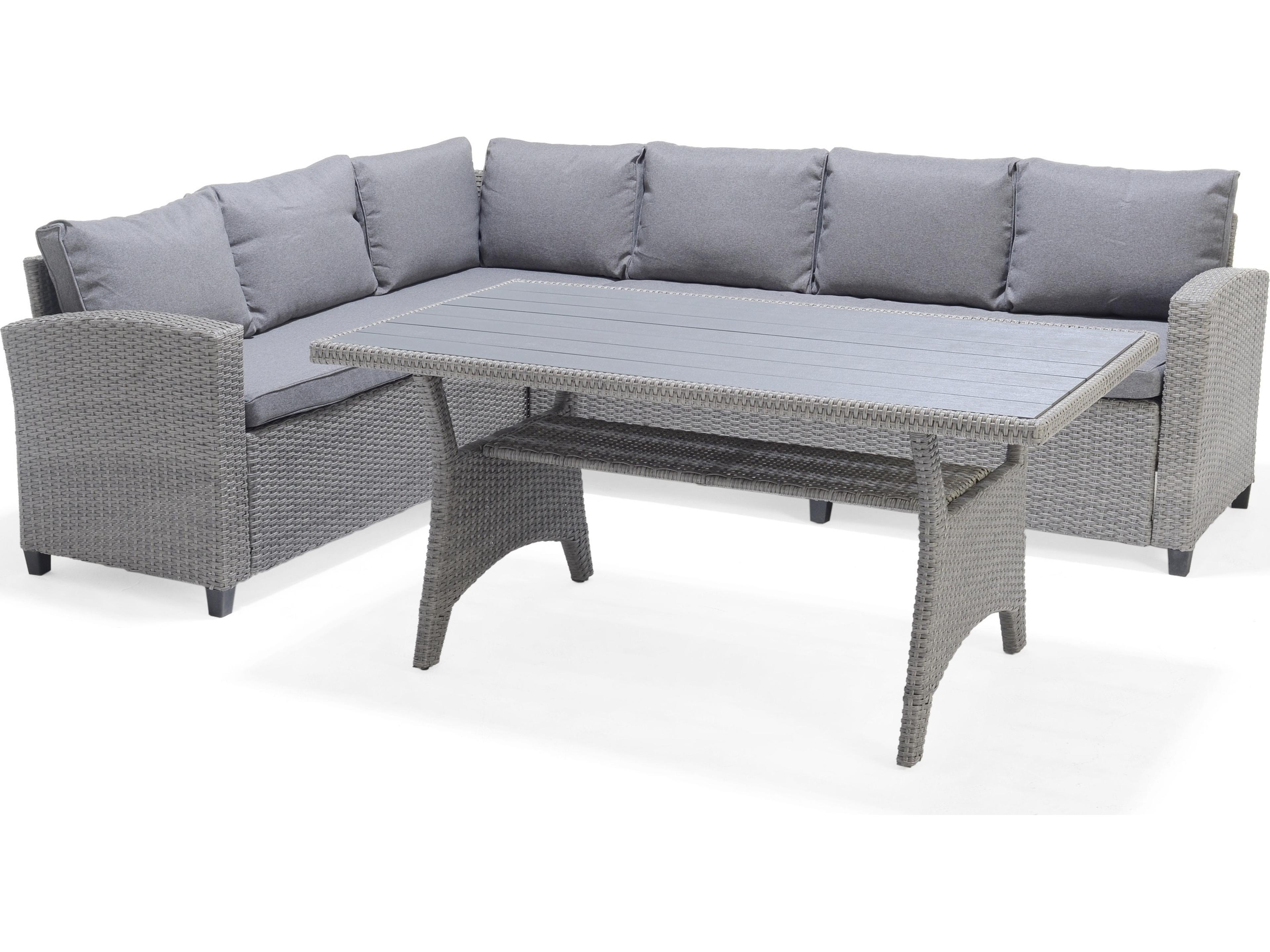 International Home Miami Amazonia 3 Piece Wicker/Rattan 5 Person Seating Group with Table