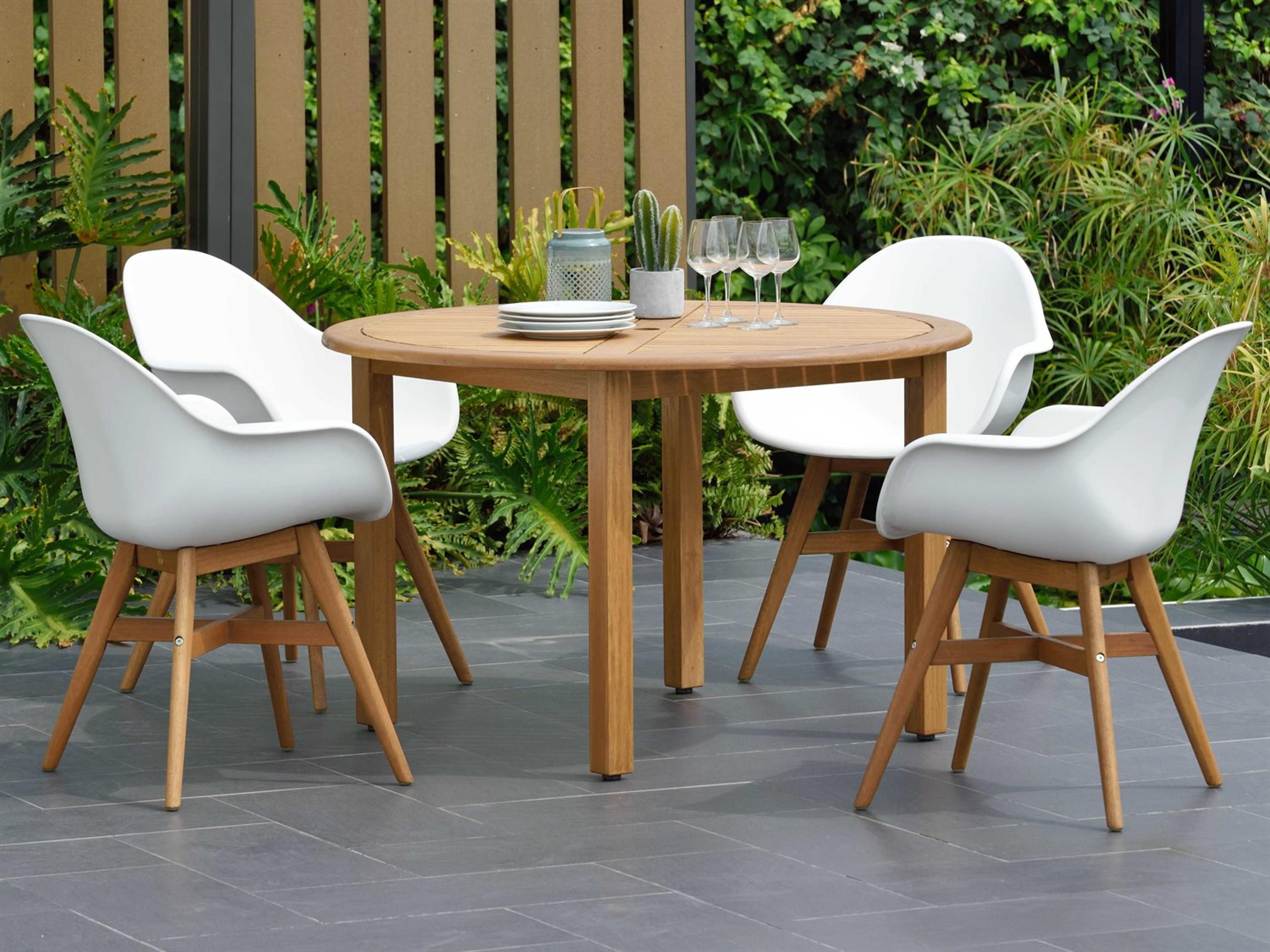 International Home Miami Amazonia Charlotte 5 Piece Round Wood Patio Dining Set