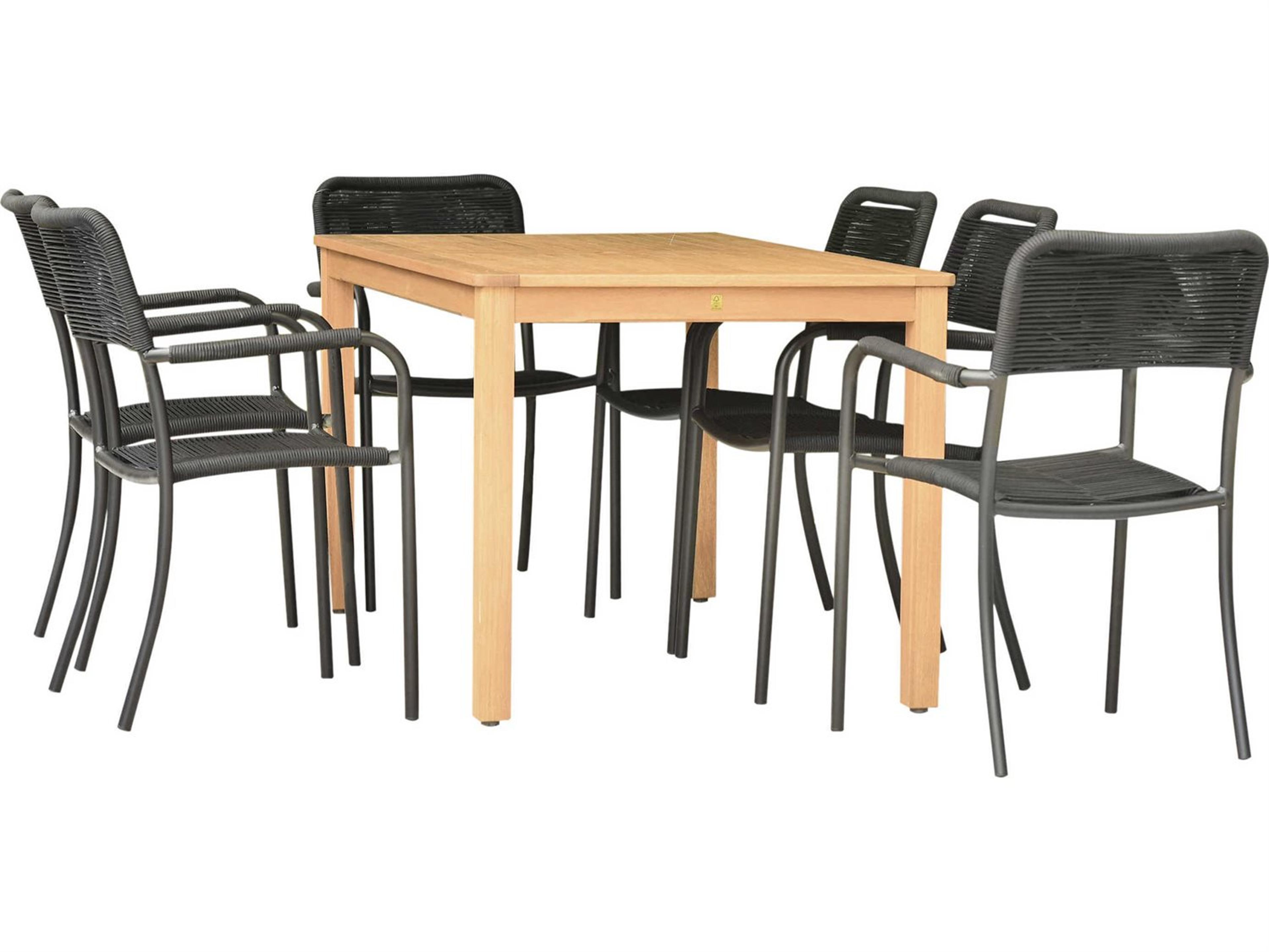 International Home Miami Amazonia Oosterdam 7 Piece Rectangular Wood Outdoor Patio Dining Set