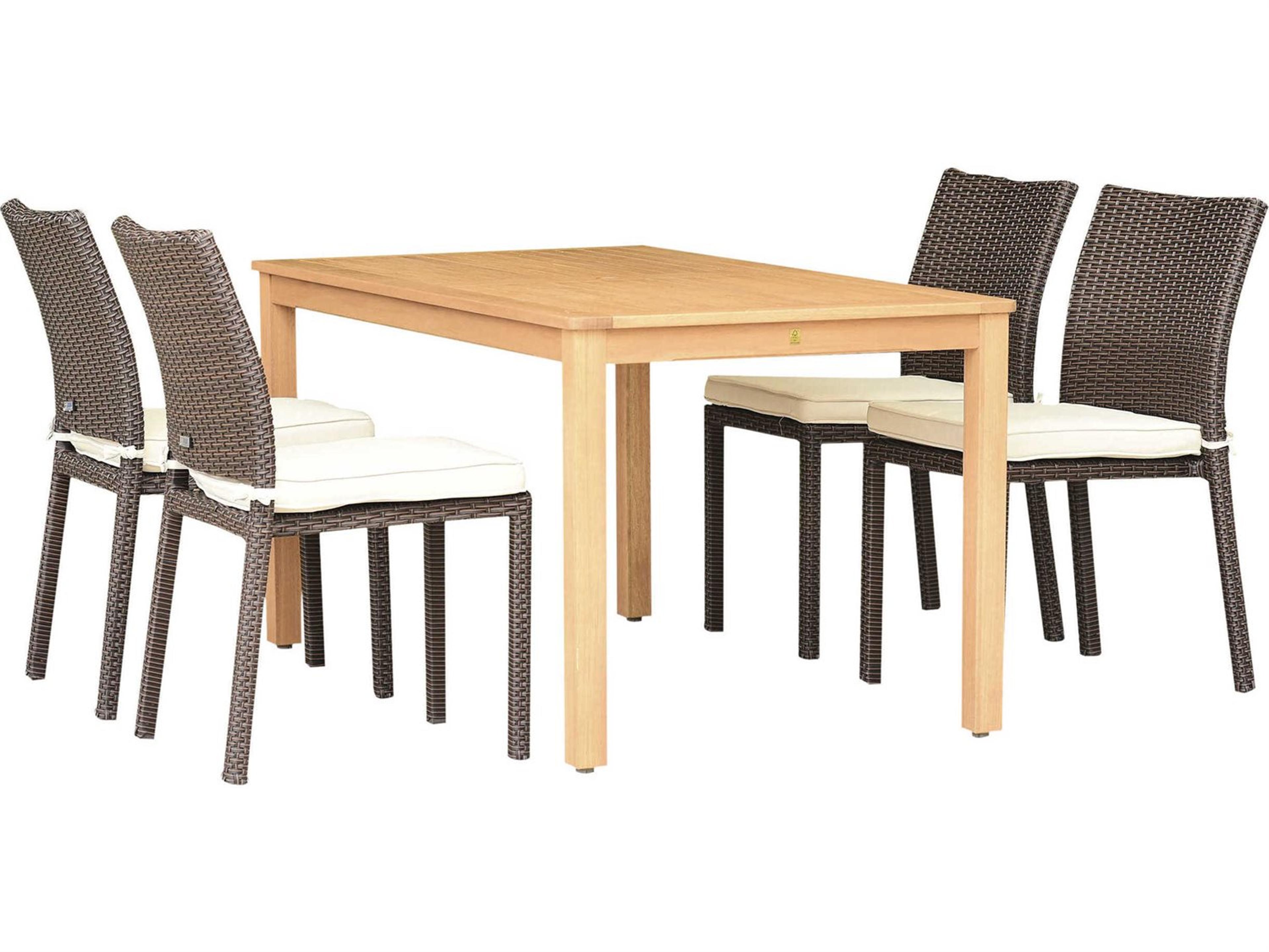 International Home Miami Amazonia Damian 5 Piece Rectangular Wood Outdoor Patio Dining Set