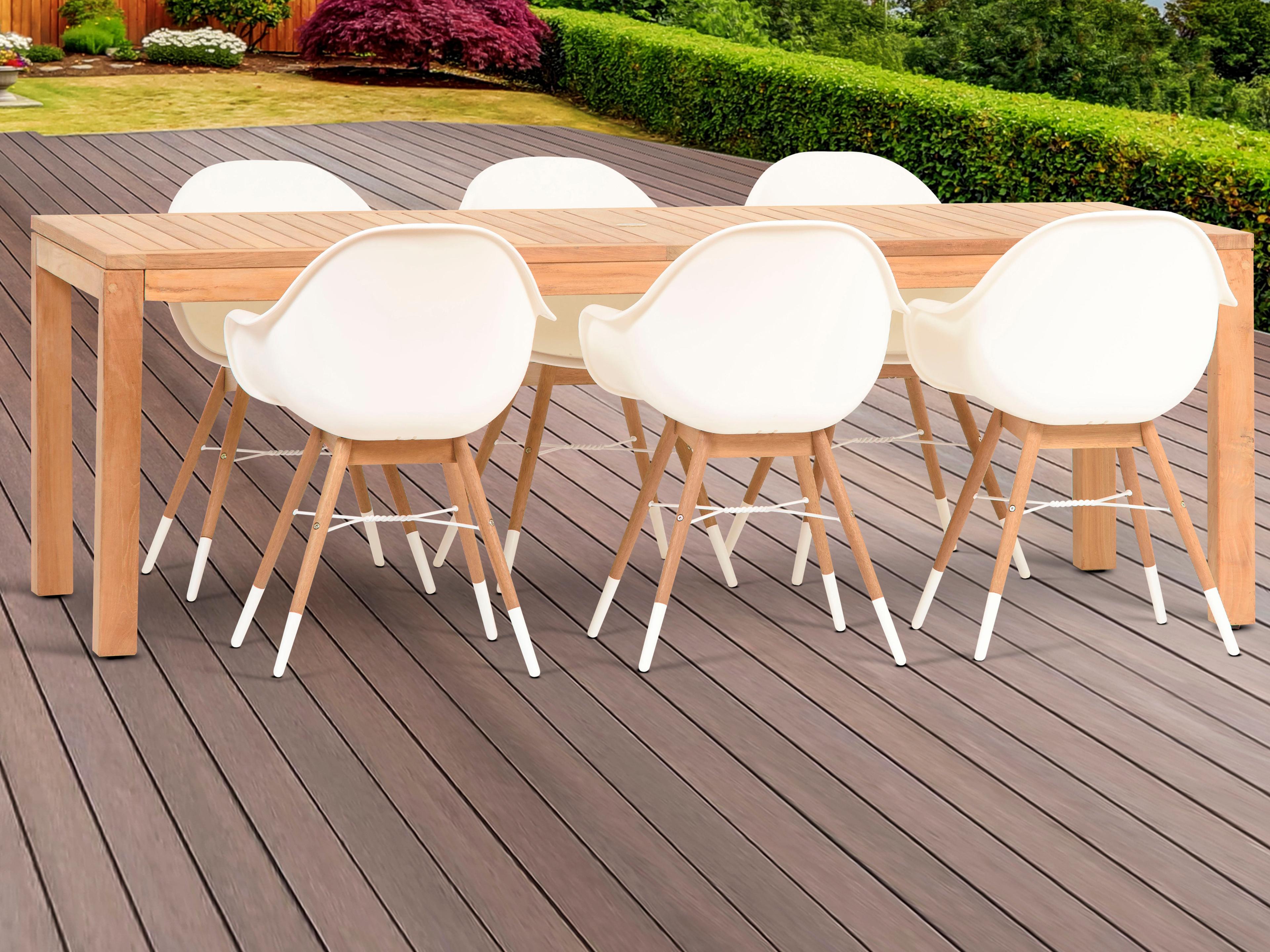 International Home Miami Amazonia Charlotte Deluxe 7 Piece Teak Rectangular Outdoor Patio Dining Set