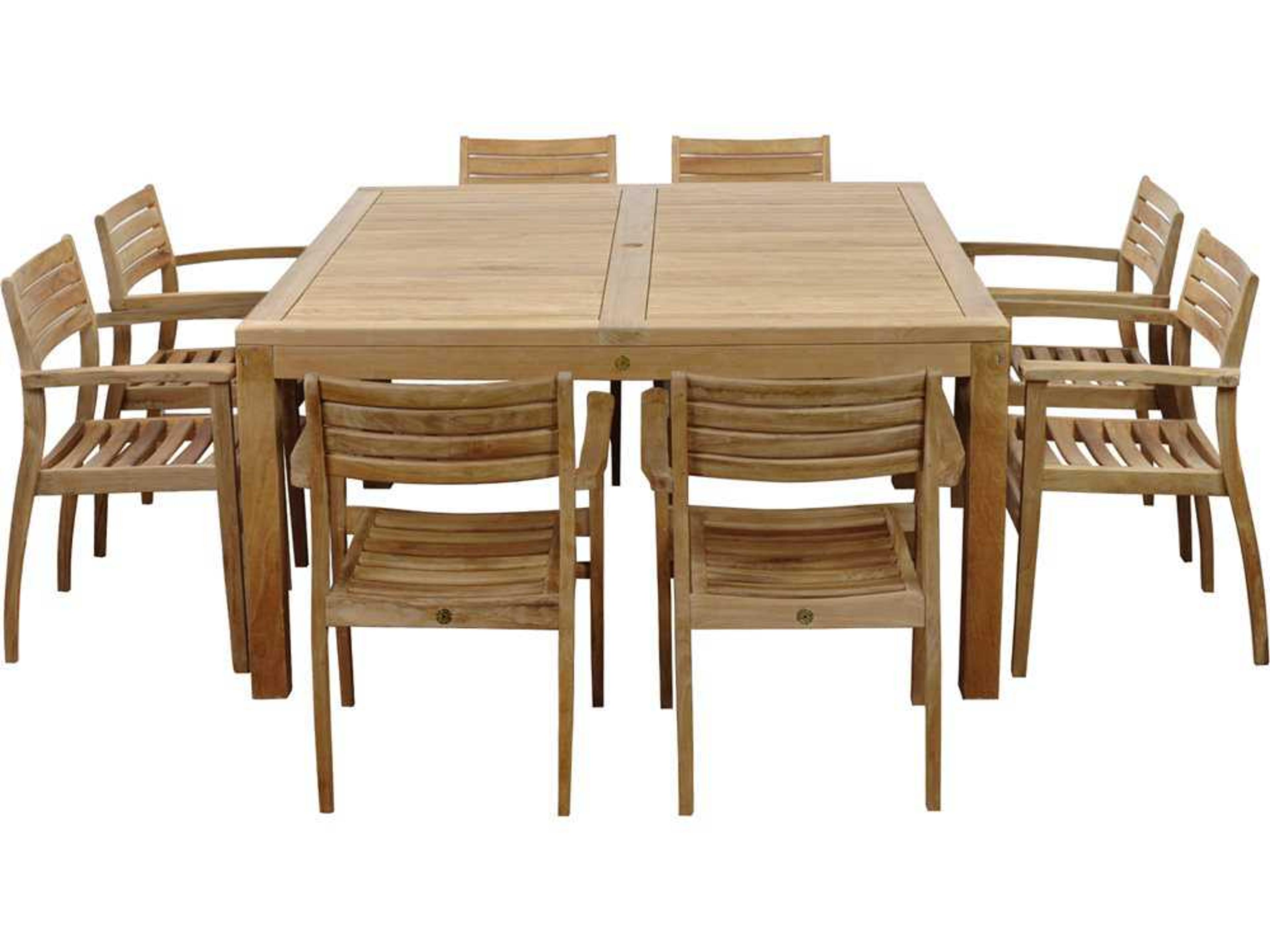International Home Miami Amazonia Teak Square Nine Piece Victoria Patio Dining Set