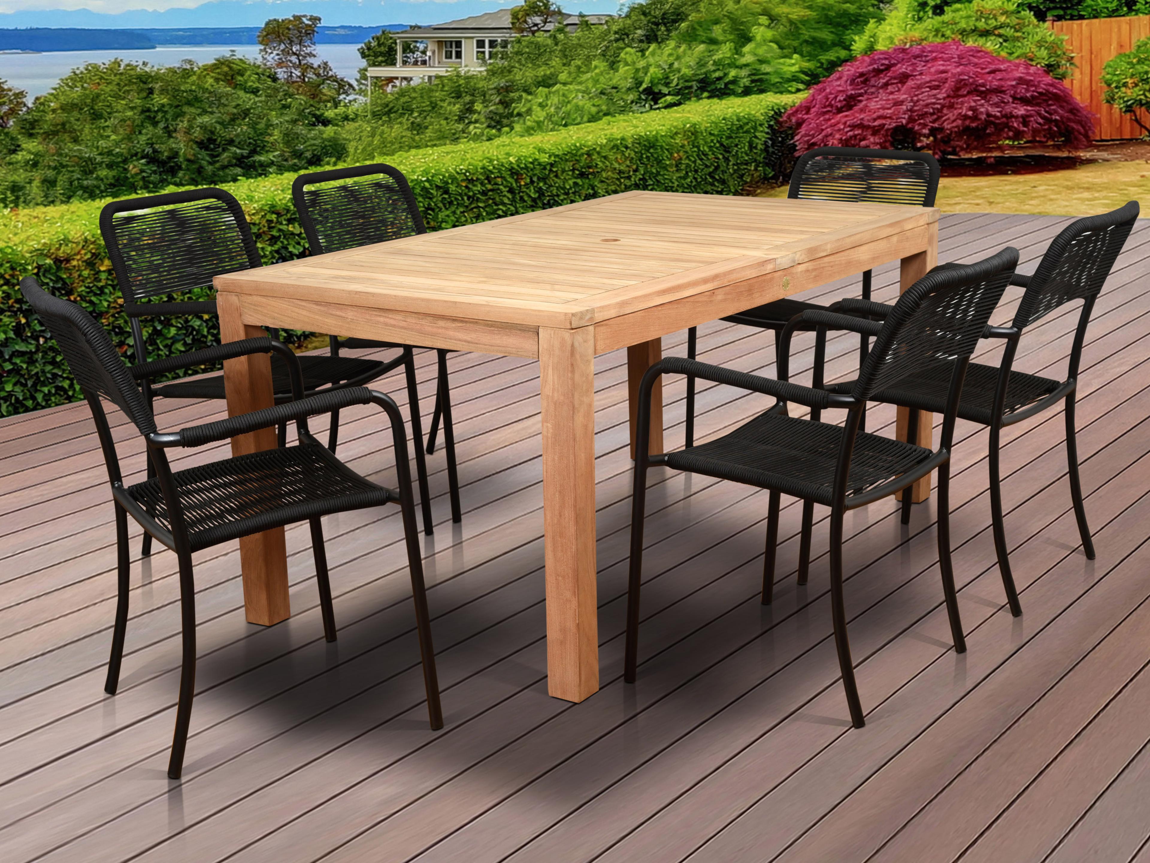 International Home Miami Amazonia Oosterdam 7 Piece Teak Rectangular Patio Dining Set