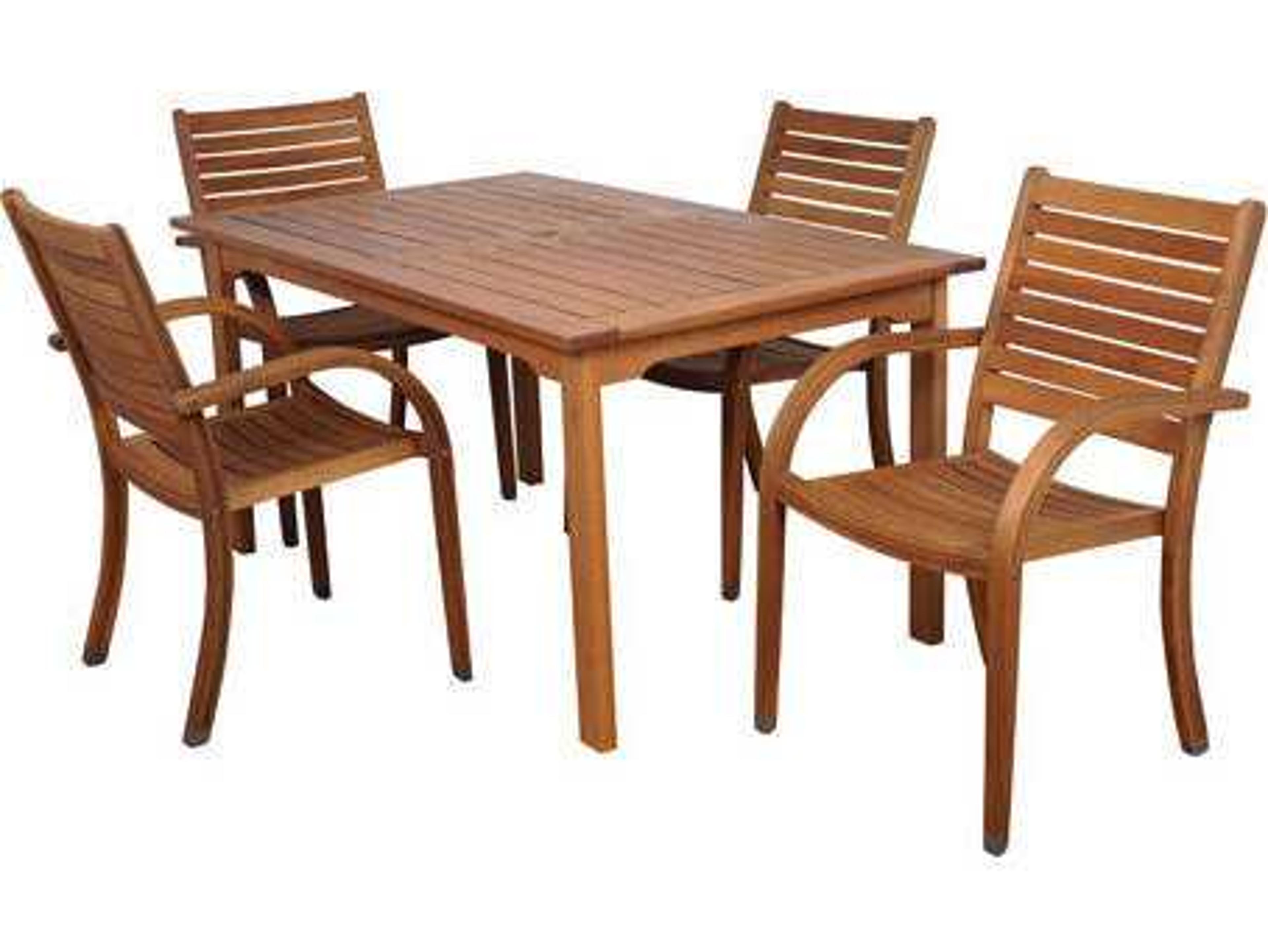 International Home Miami Amazonia Eucalyptus Rectangular Five Piece Arizona Outdoor Dining Set