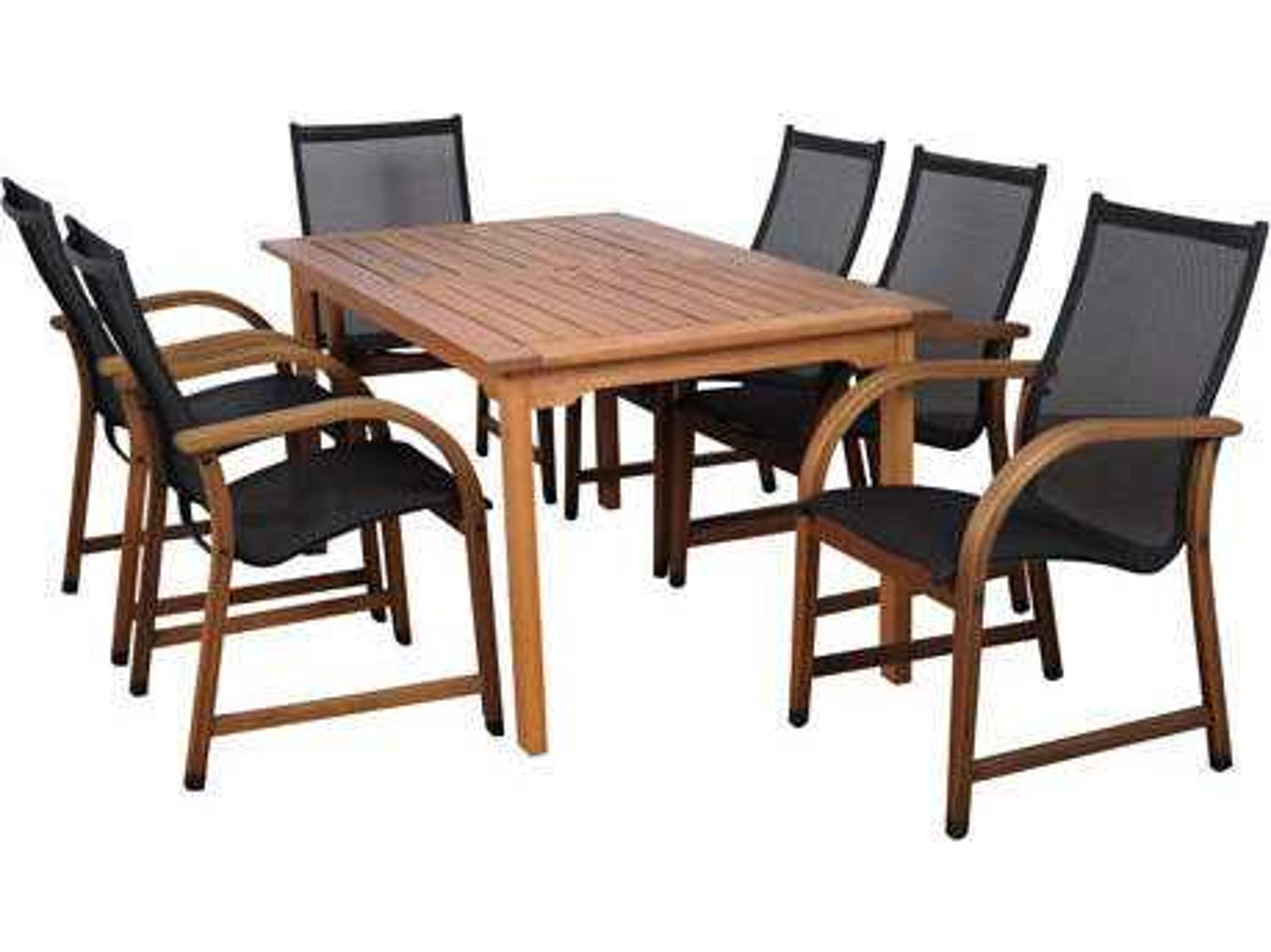 International Home Miami Amazonia Eucalyptus Rectangular Seven Piece Bahamas Outdoor Dining Set