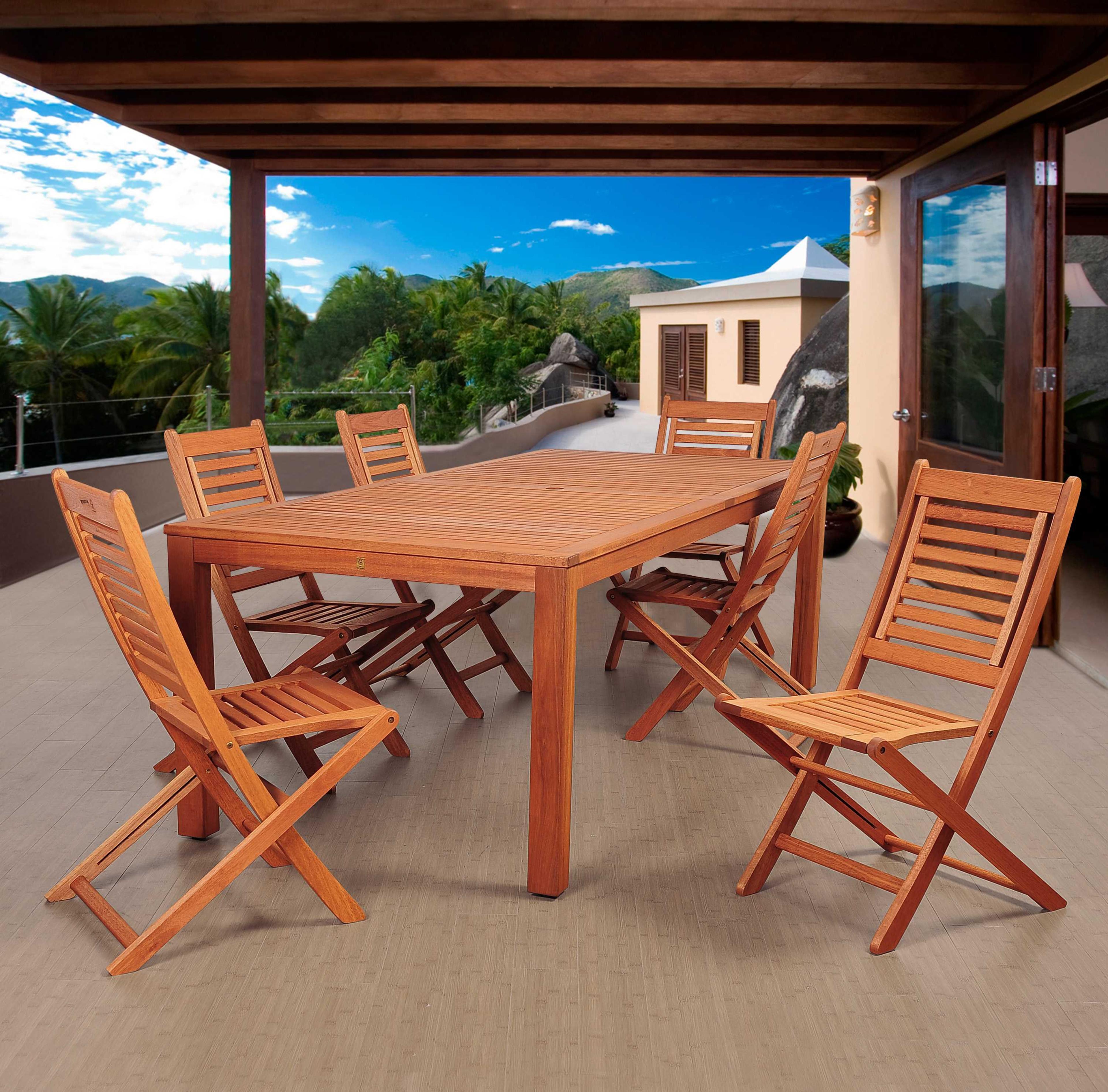 International Home Miami Amazonia Eucalyptus Bradford 7 Piece Eucalyptus Rectangular Outdoor Dining Set