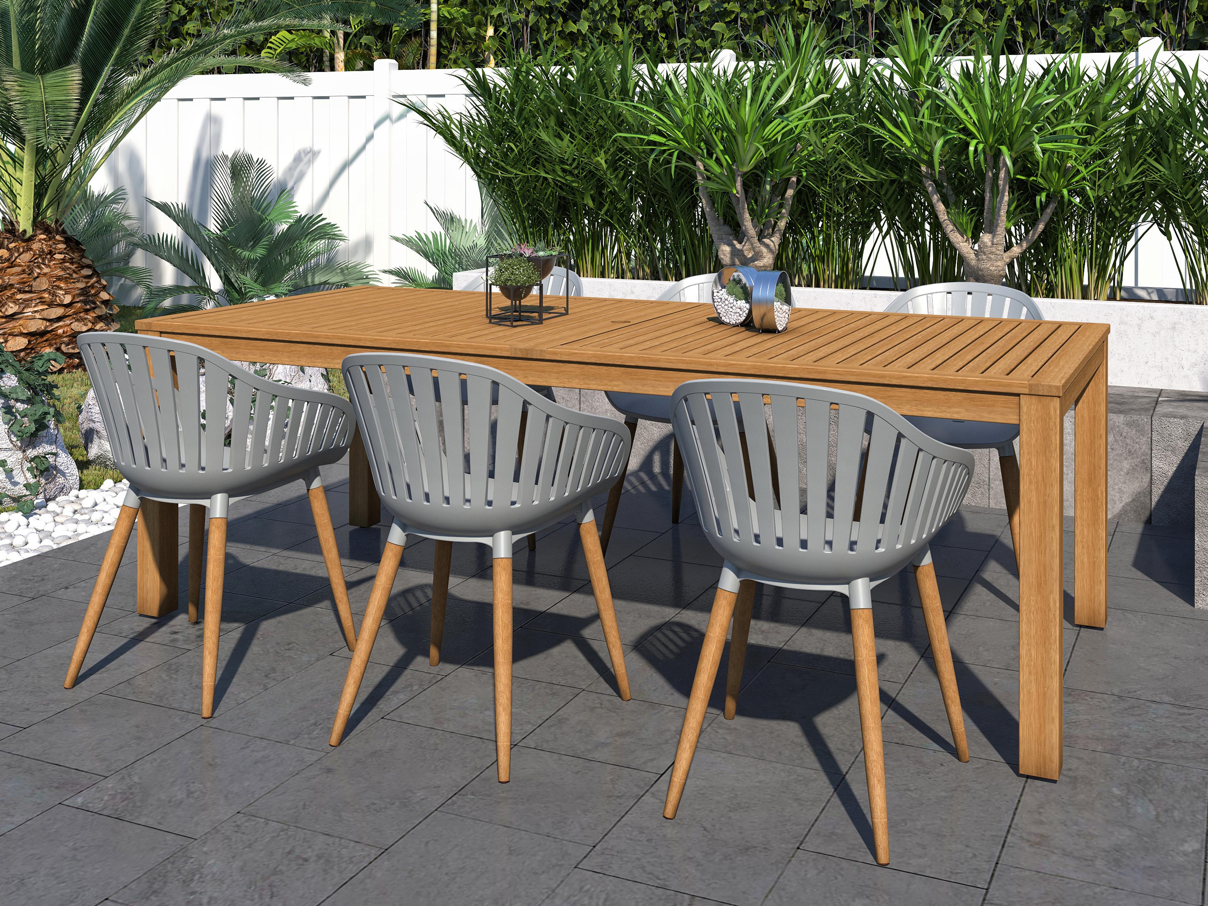 International Home Miami Amazonia 7 Piece Rectangular Patio Dining Set Teak Finish