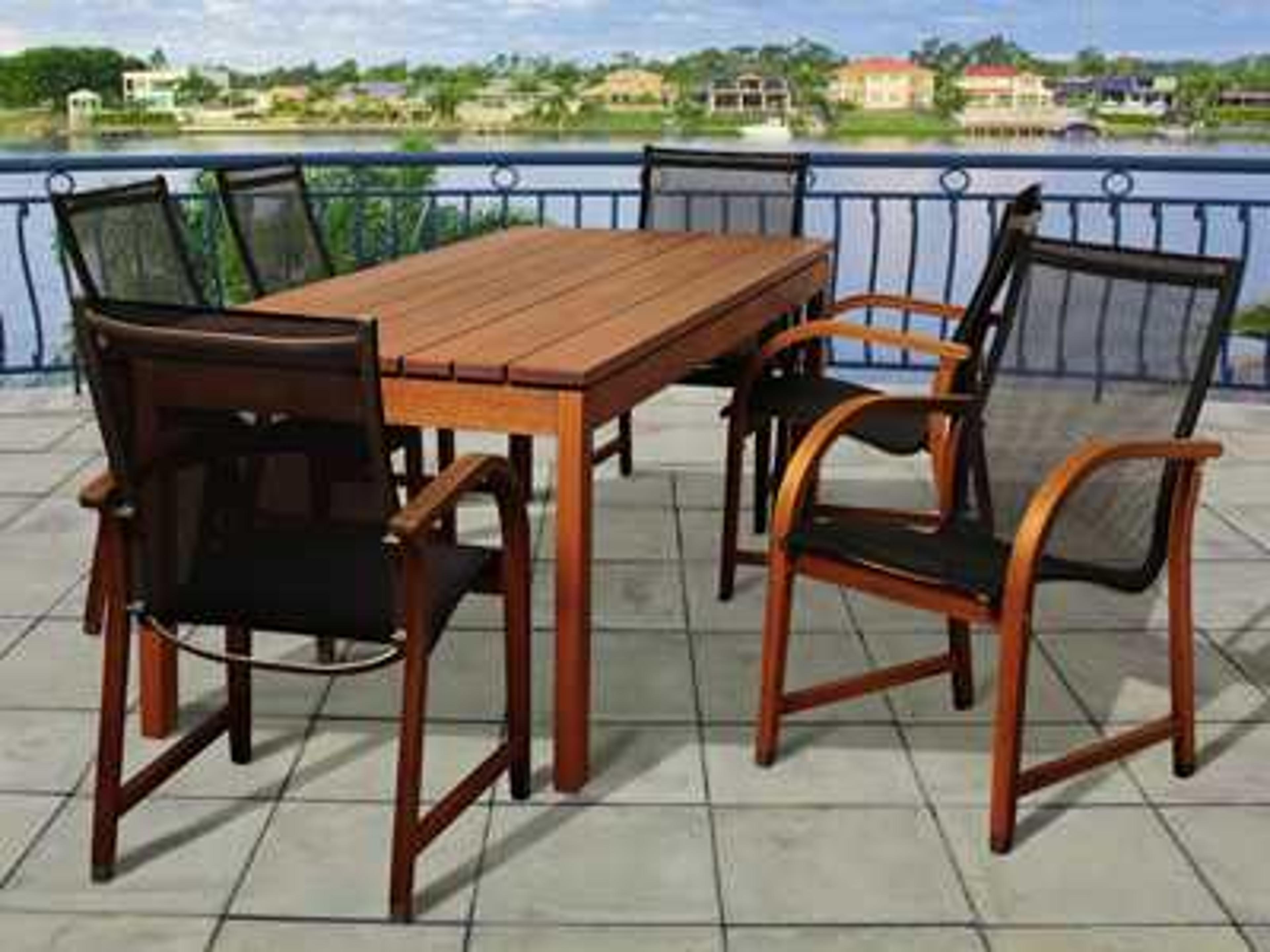 International Home Miami Amazonia Eucalyptus Rectangular Seven Piece Fletcher Outdoor Dining Set