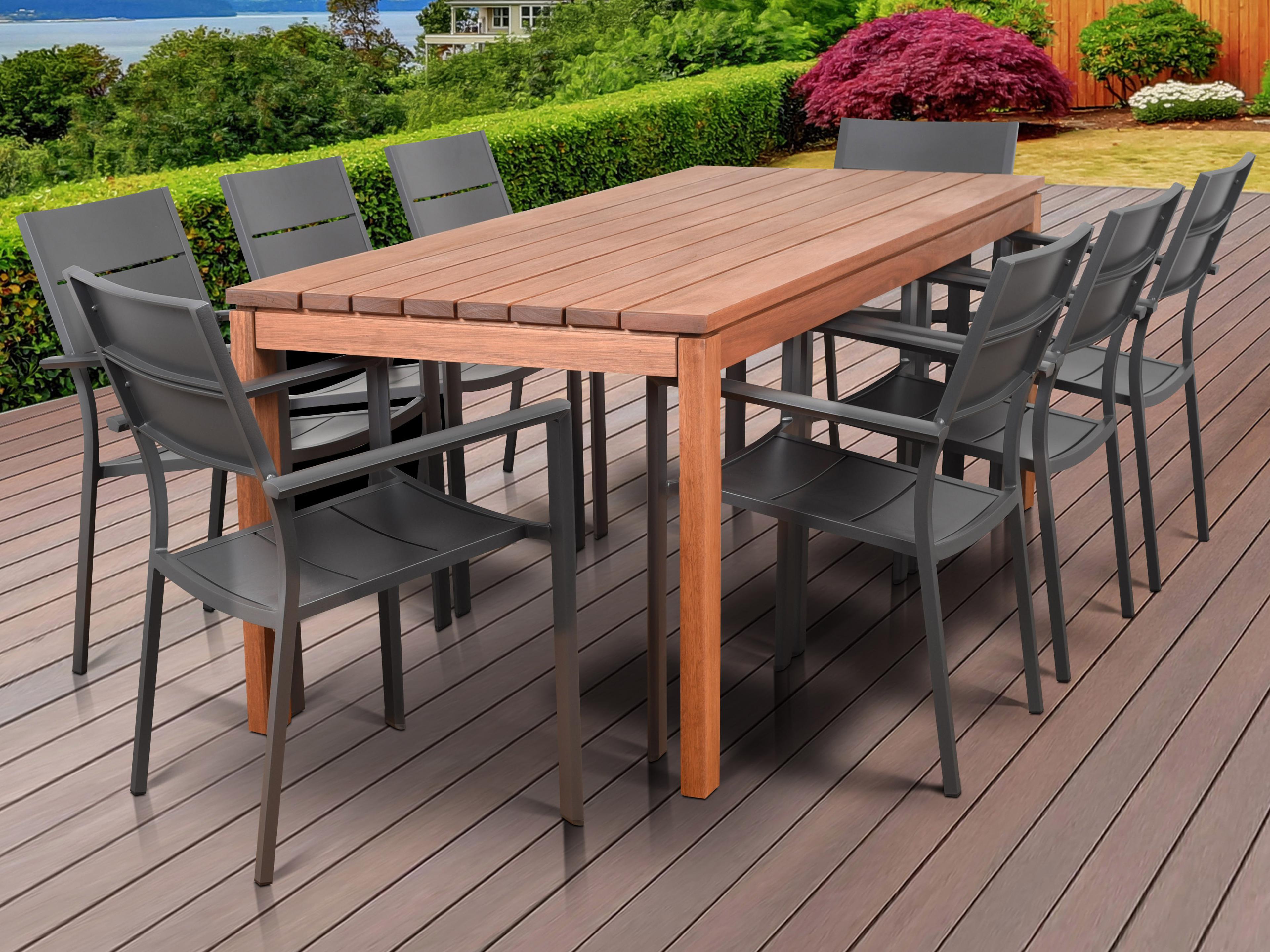 International Home Miami Amazonia Koningsdam 9 Piece Rectangular Outdoor Patio Dining Set