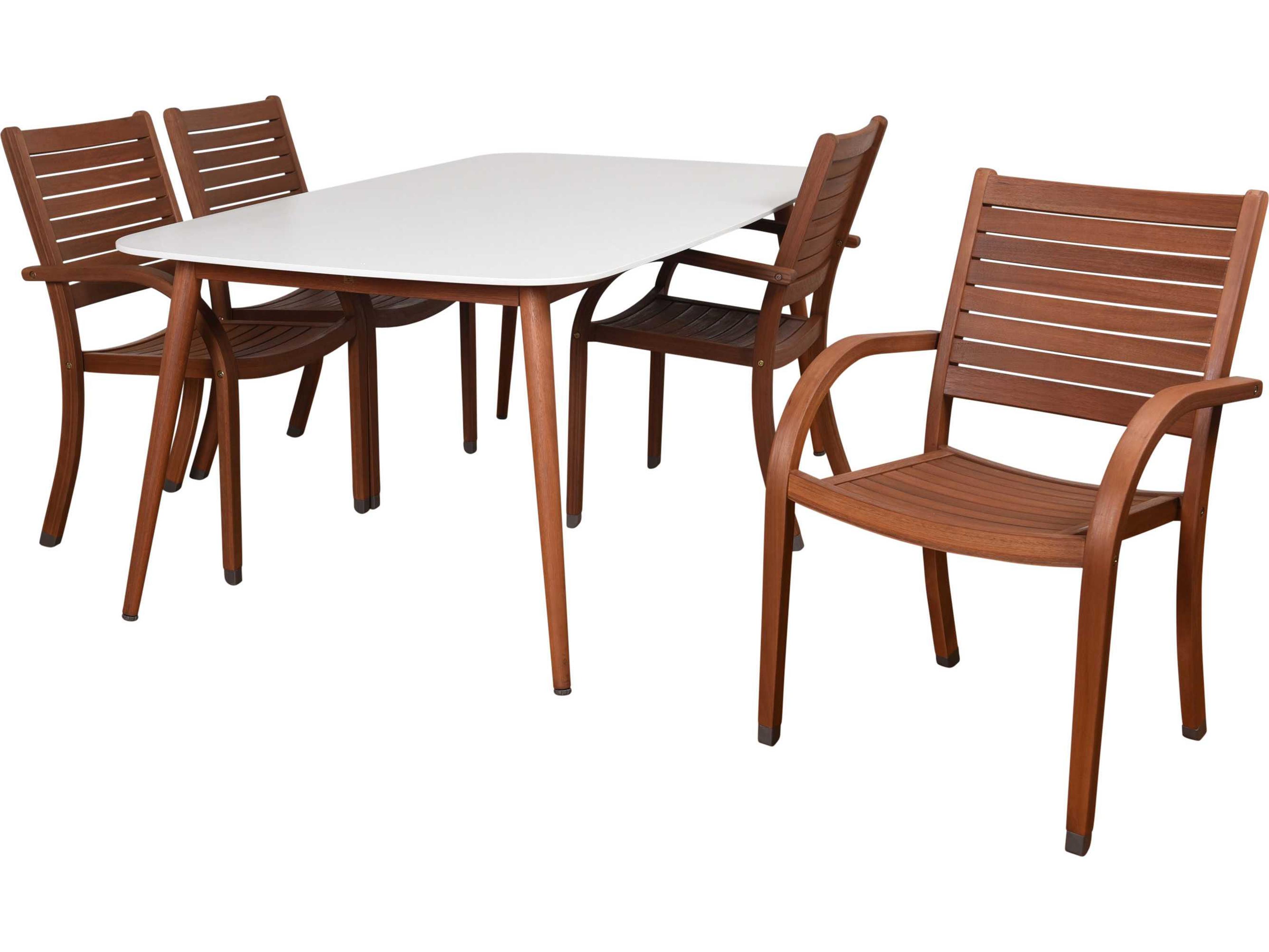 International Home Miami Amazonia Charlotte Deluxe 5 Piece Rectangular Outdoor Dining Set White