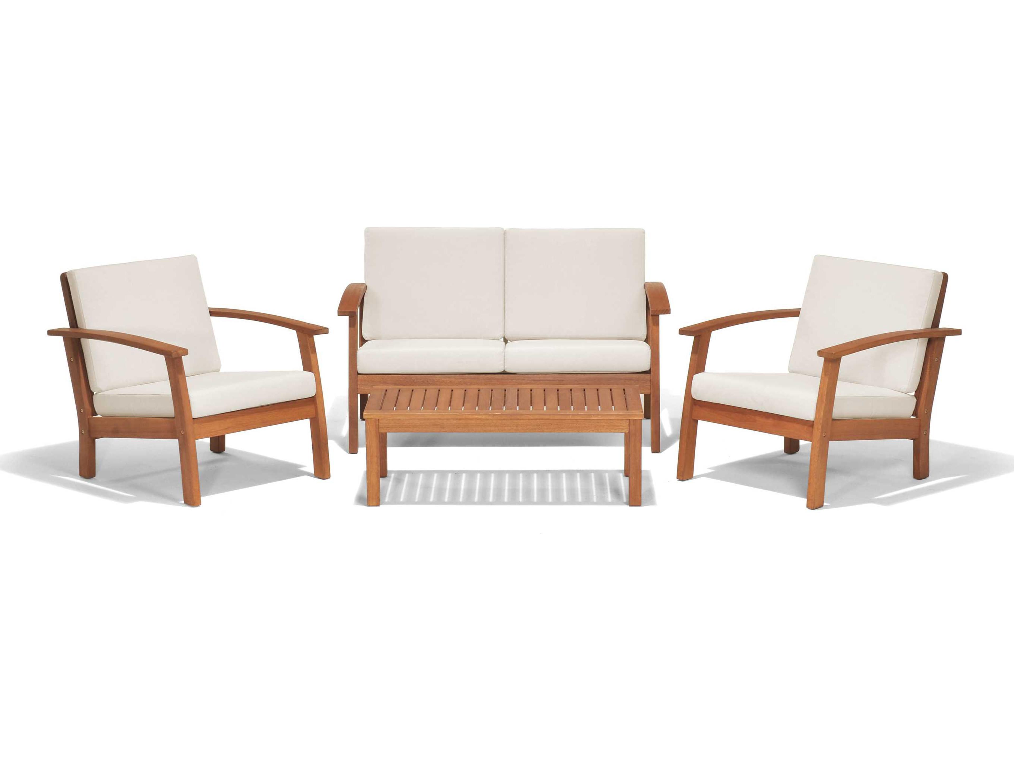 International Home Miami Amazonia Eucalyptus Four Piece Murano Conversation Set with Off-White Cushions