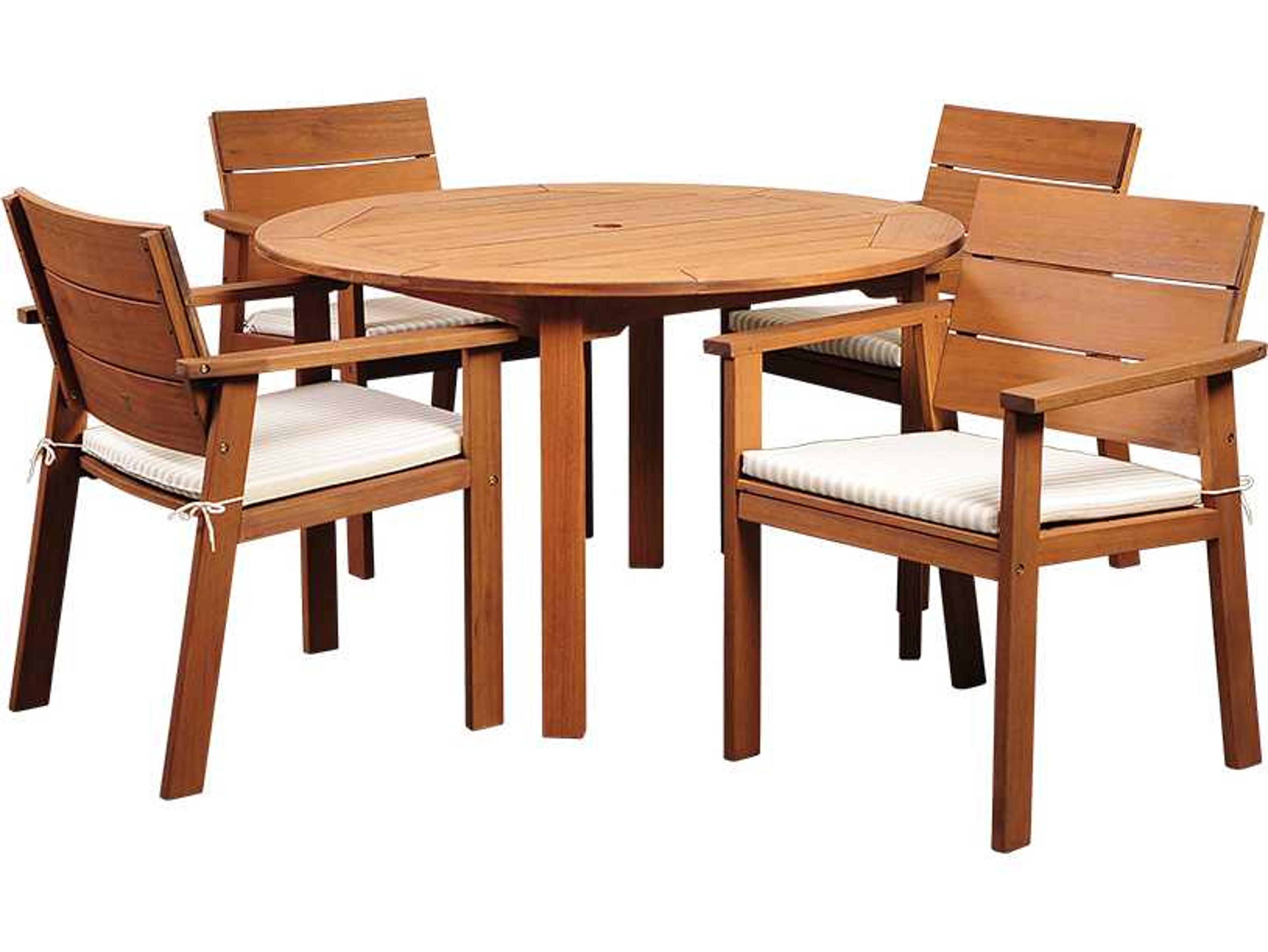 International Home Miami Amazonia Eucalyptus Round Five piece Nelson Outdoor Dining Set