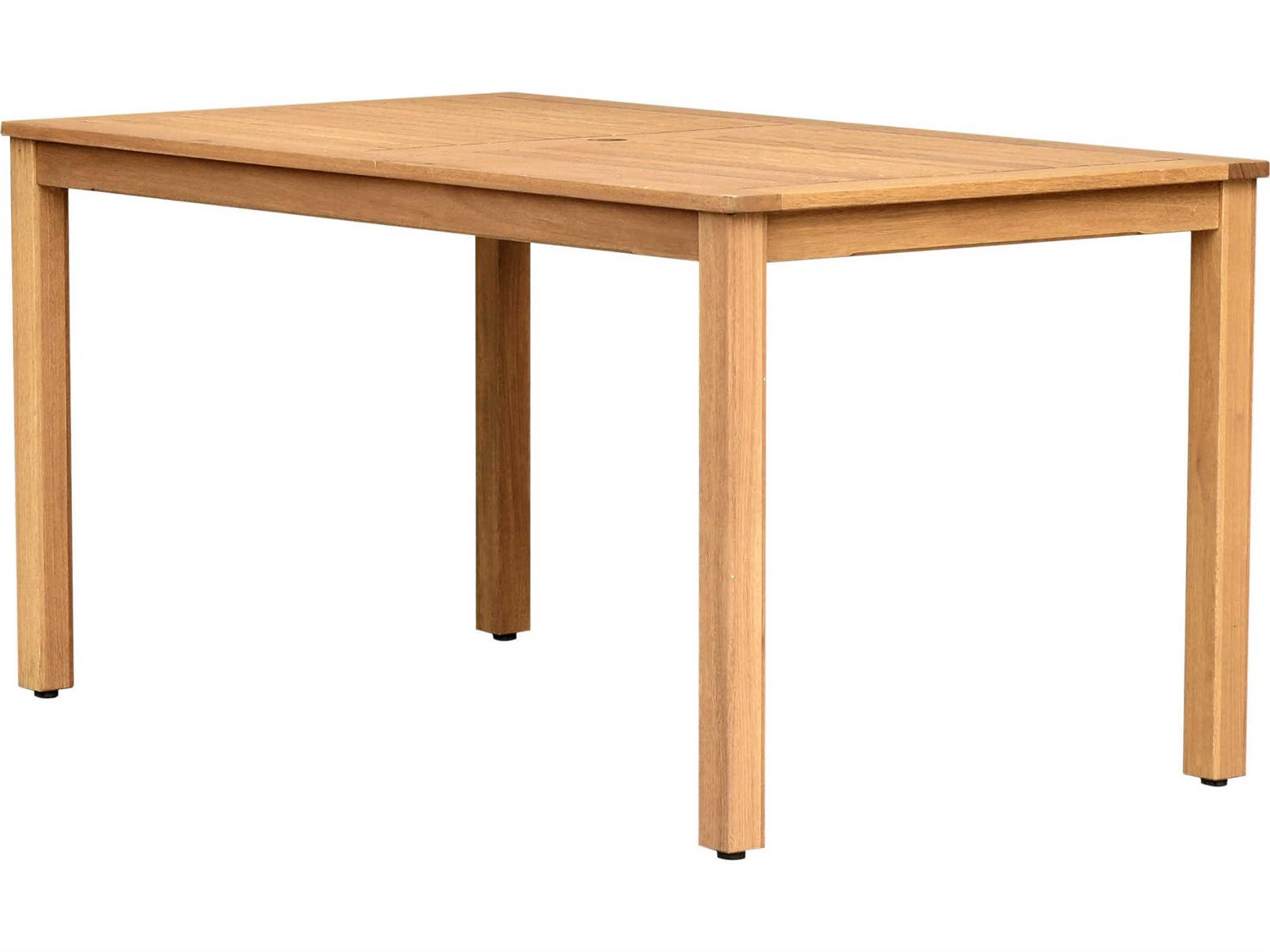 International Home Miami Amazonia San Antonio Wood Rectangular Patio Dining Table with Umbrella Hole