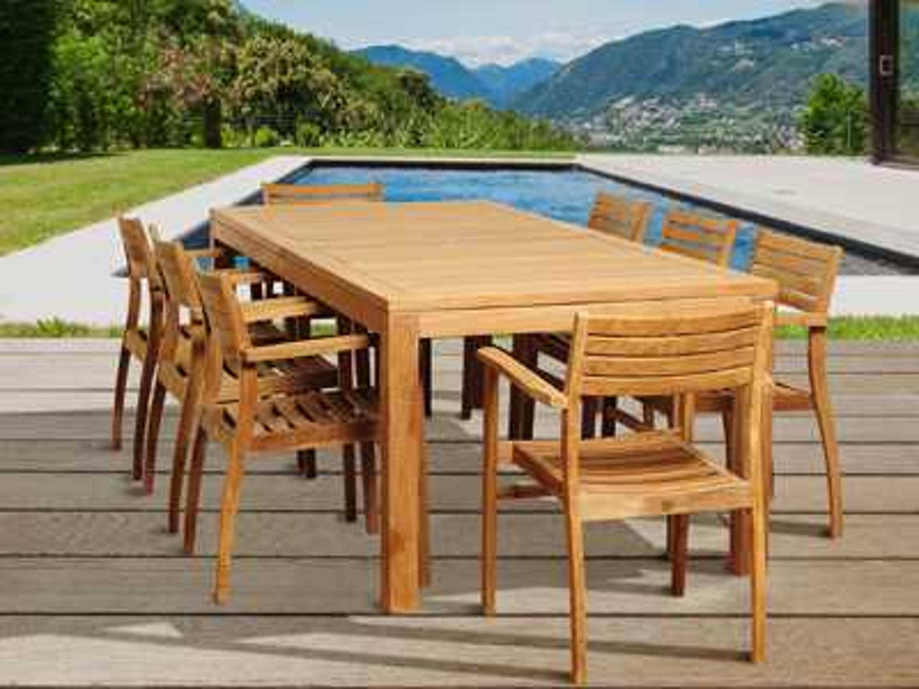 International Home Miami Amazonia Teak Rectangular Nine Piece Boyd Patio Dining Set