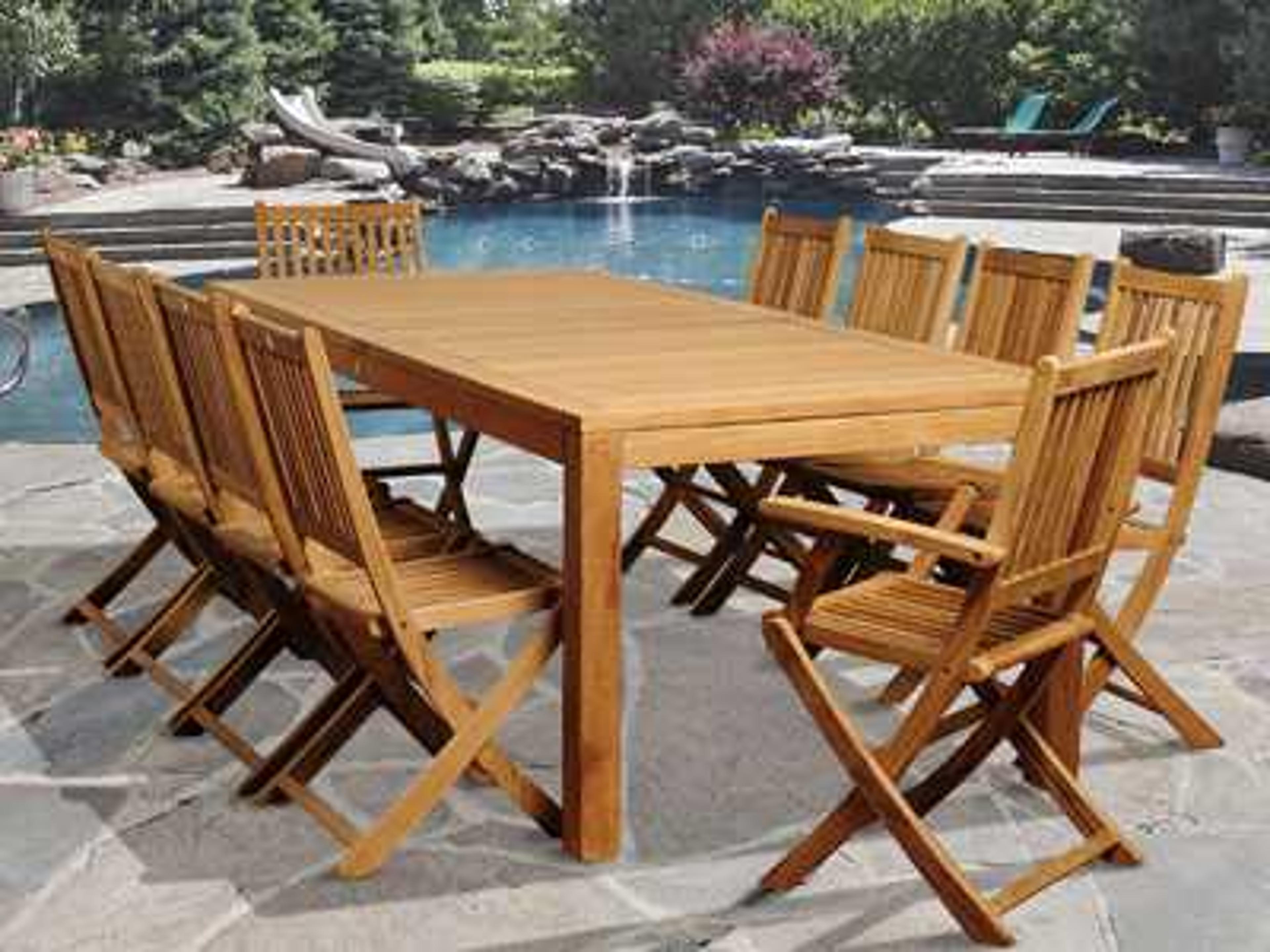 International Home Miami Amazonia Teak Rectangular 11 Piece Blair Outdoor Patio Dining Set