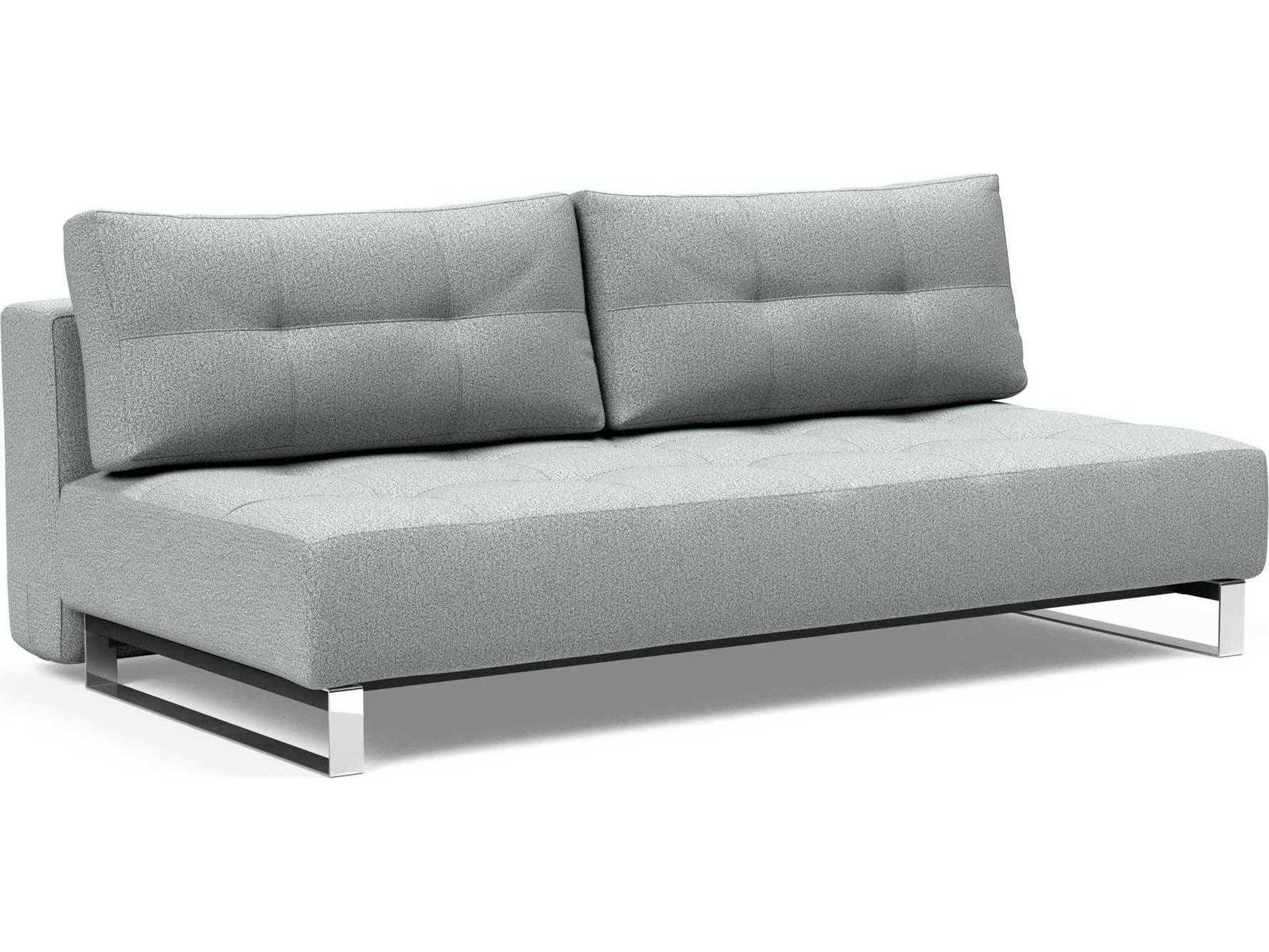 Innovation Supermax Del Melange Light Grey Chrome Upholstered Sofa Bed