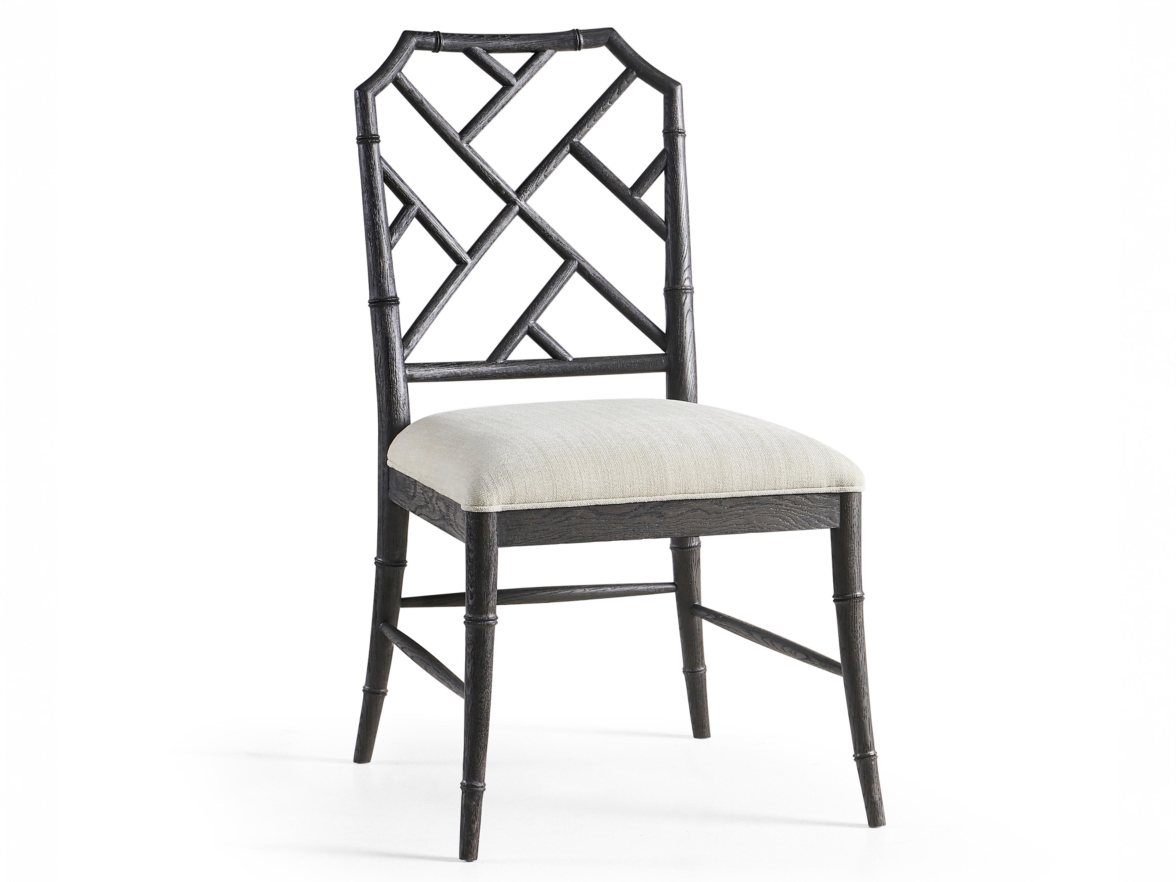 Jonathan Charles Timeless Oak Wood Black Upholstered Side Dining Chair