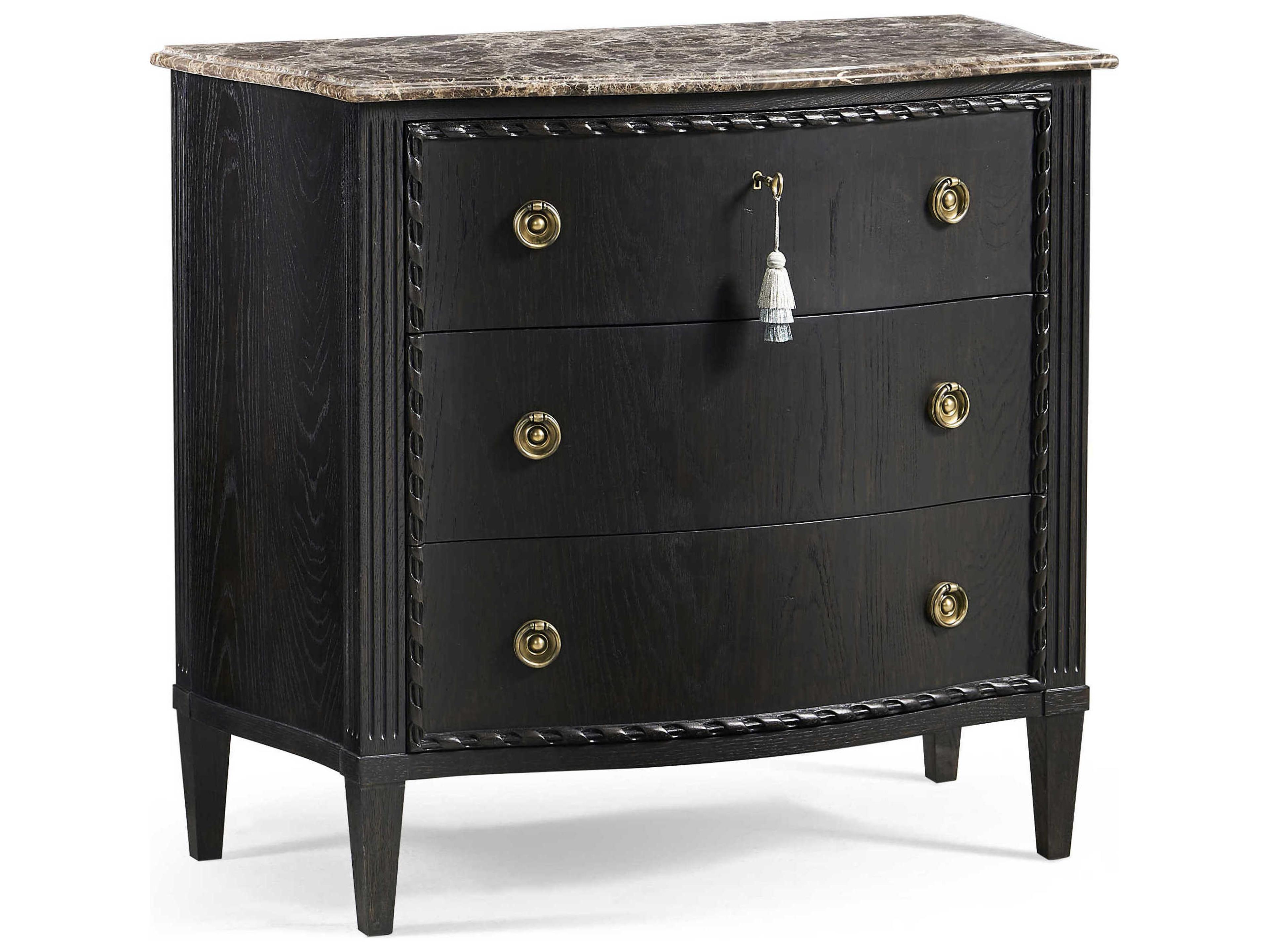 Jonathan Charles Tangiers Ebonized Oak Black Wood Accent Chest
