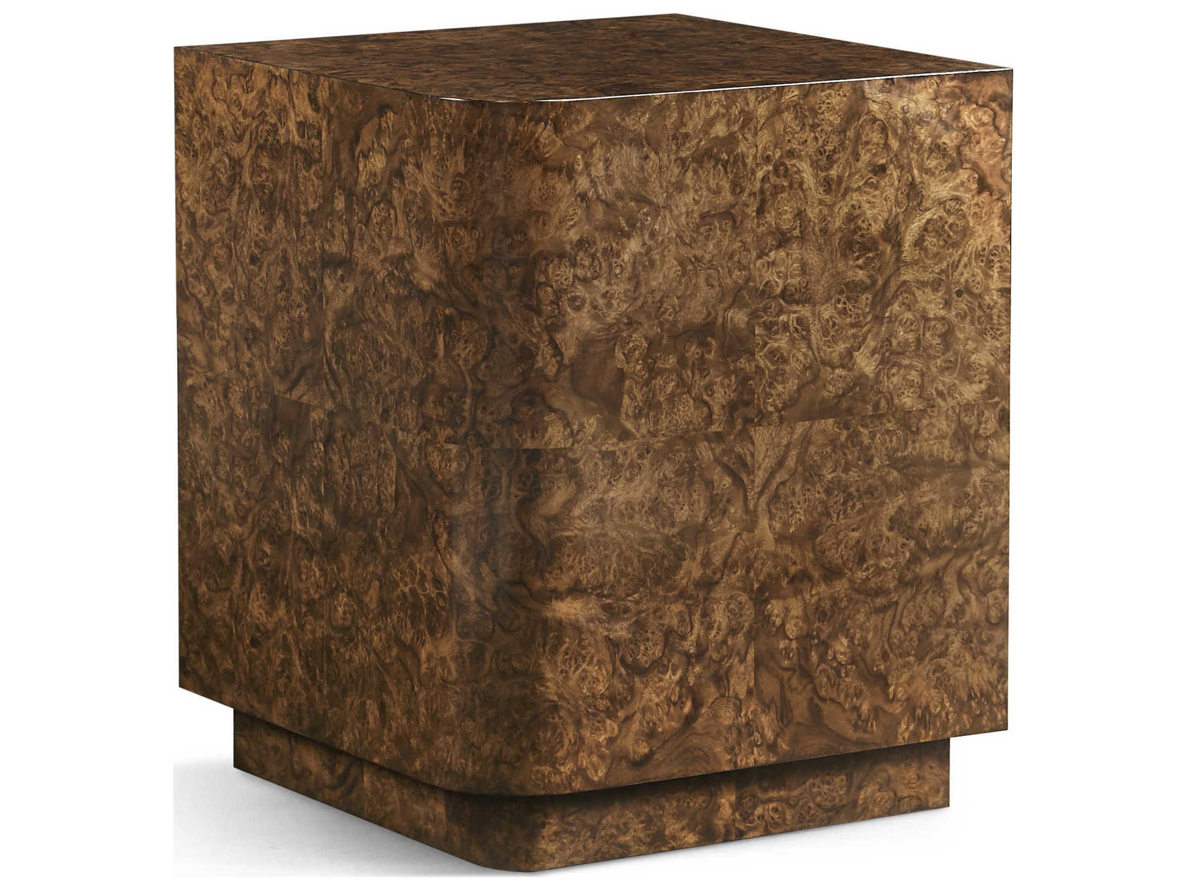 Jonathan Charles Jacques Square Wood Walnut Burl End Table