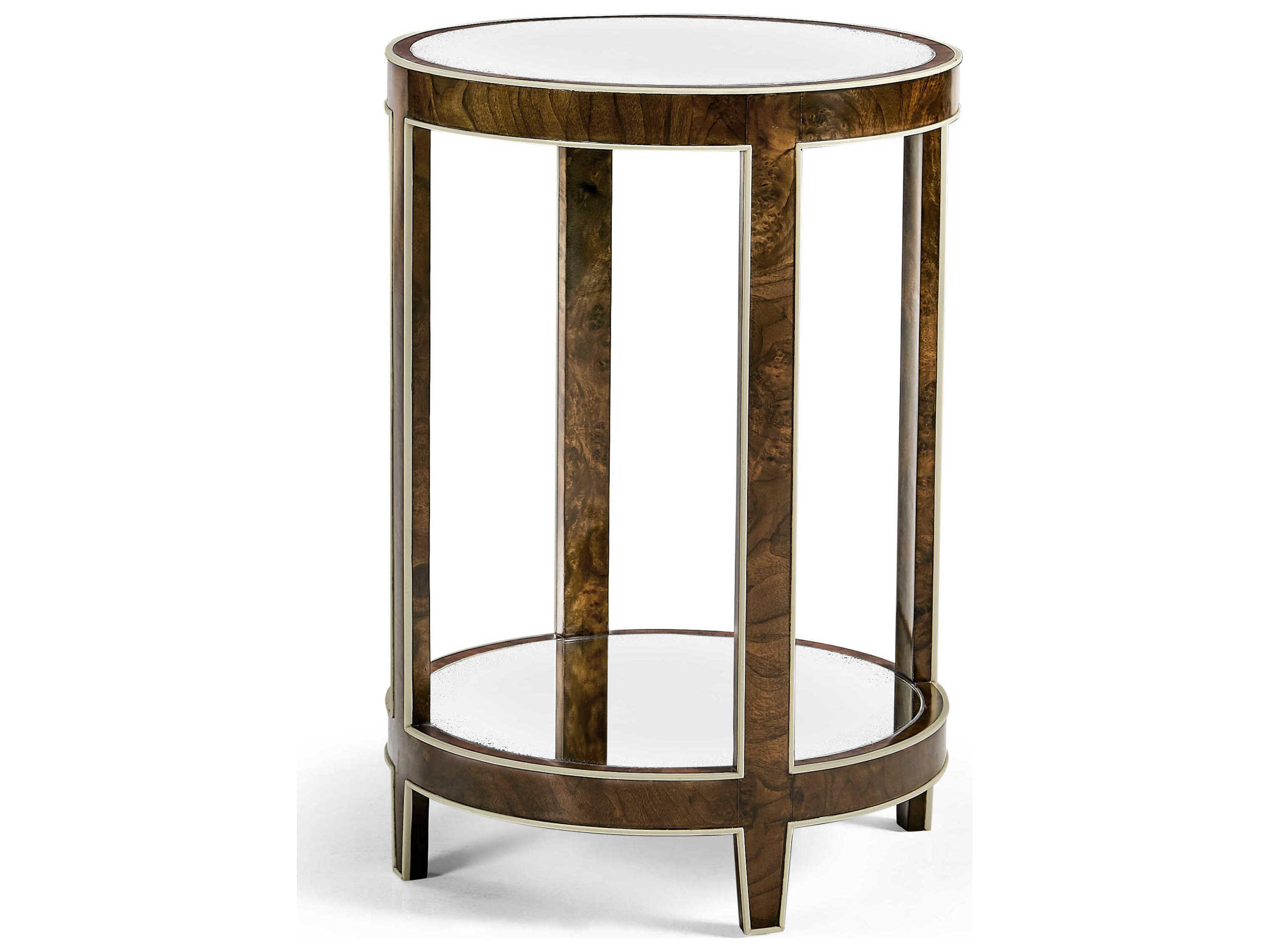 Jonathan Charles Jacques Round Mirror Brown Mahogany End Table