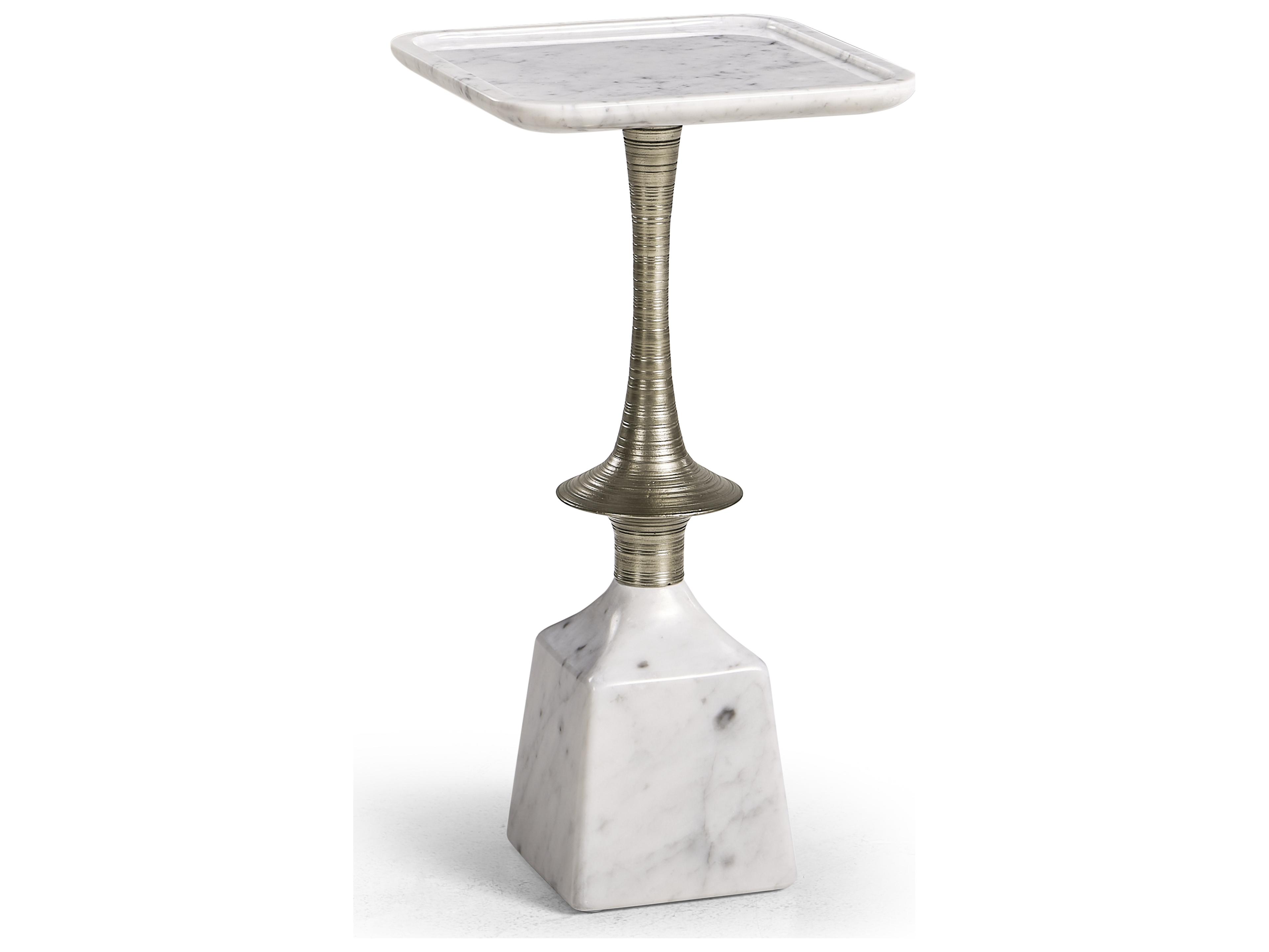 Jonathan Charles All Things Small Harbor Martini Square White Carrera Marble End Table