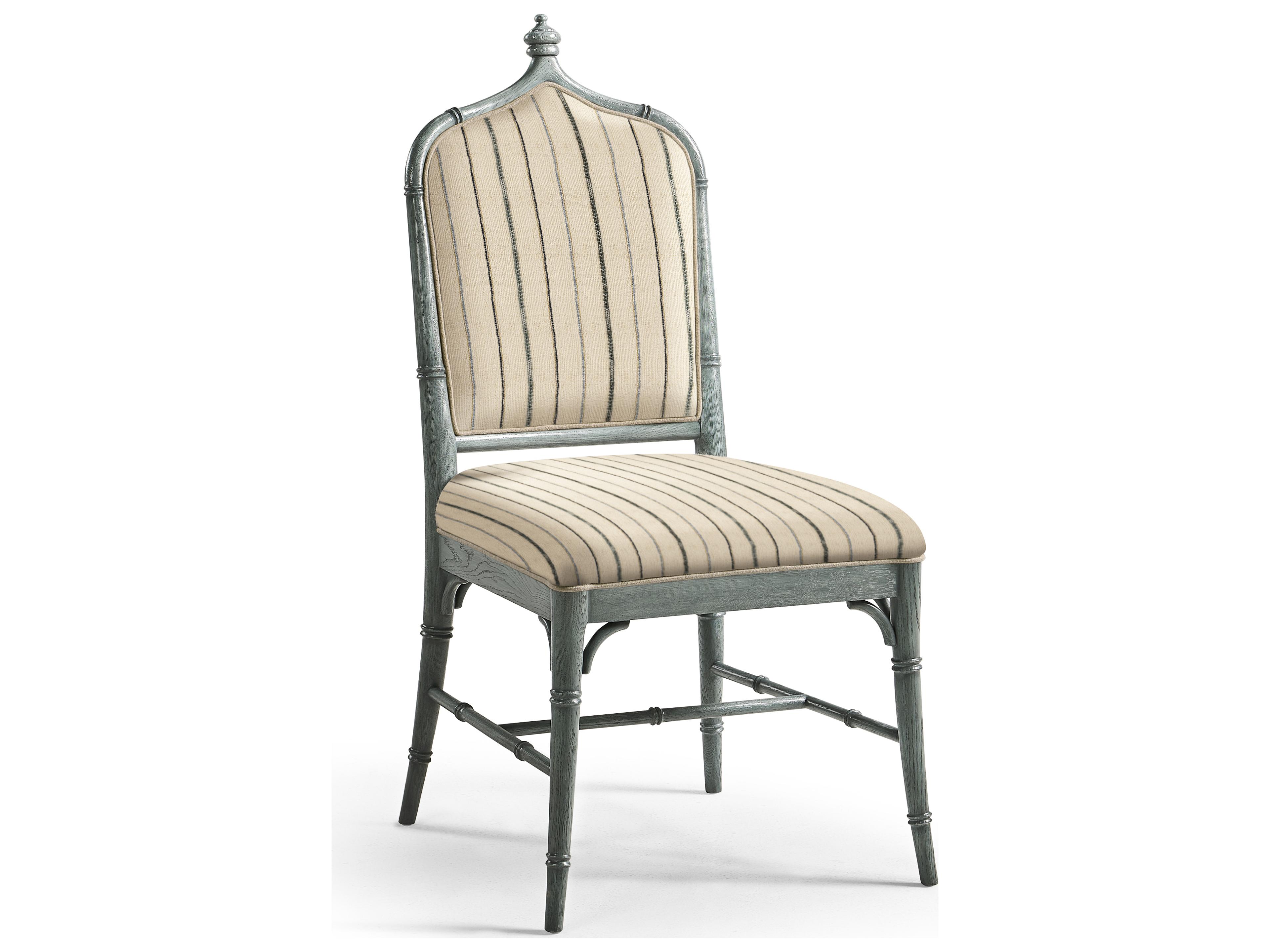 Jonathan Charles William Yeoward Oak Wood Blue Upholstered Armless Dining Chair