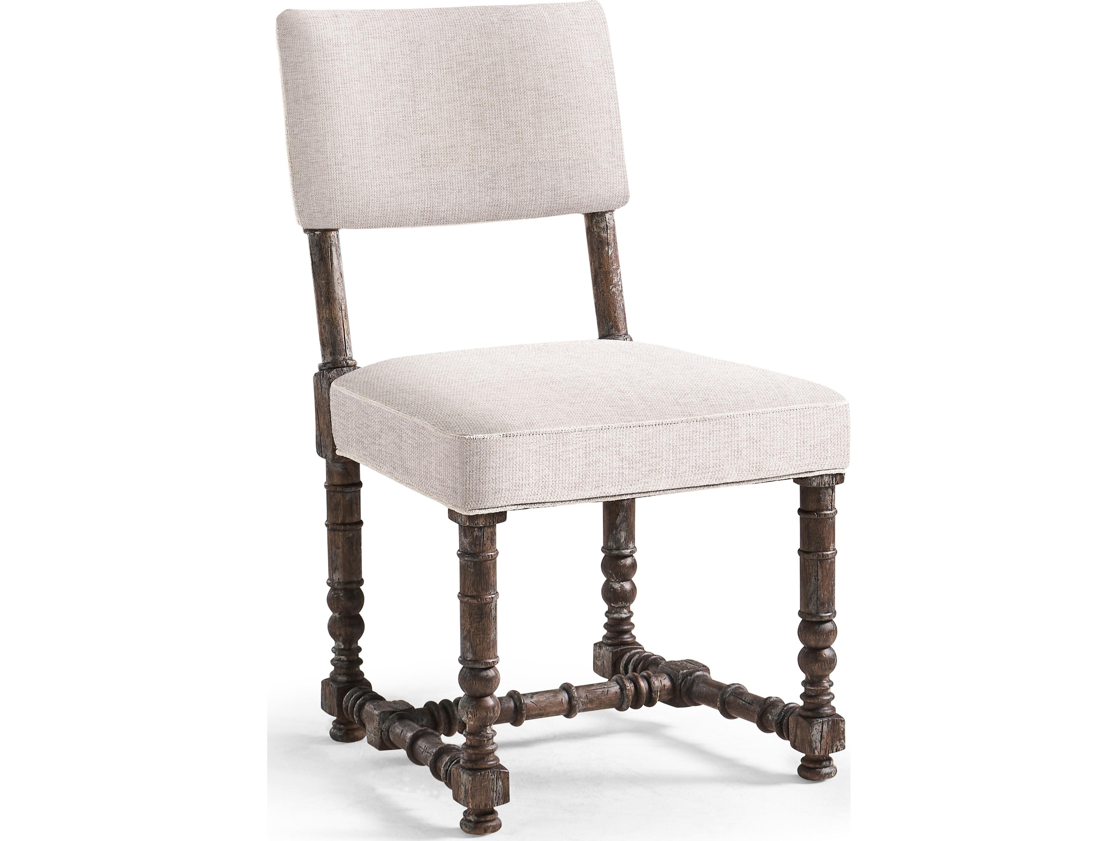 Jonathan Charles Caldera Acacia Wood White Upholstered Armless Dining Chair