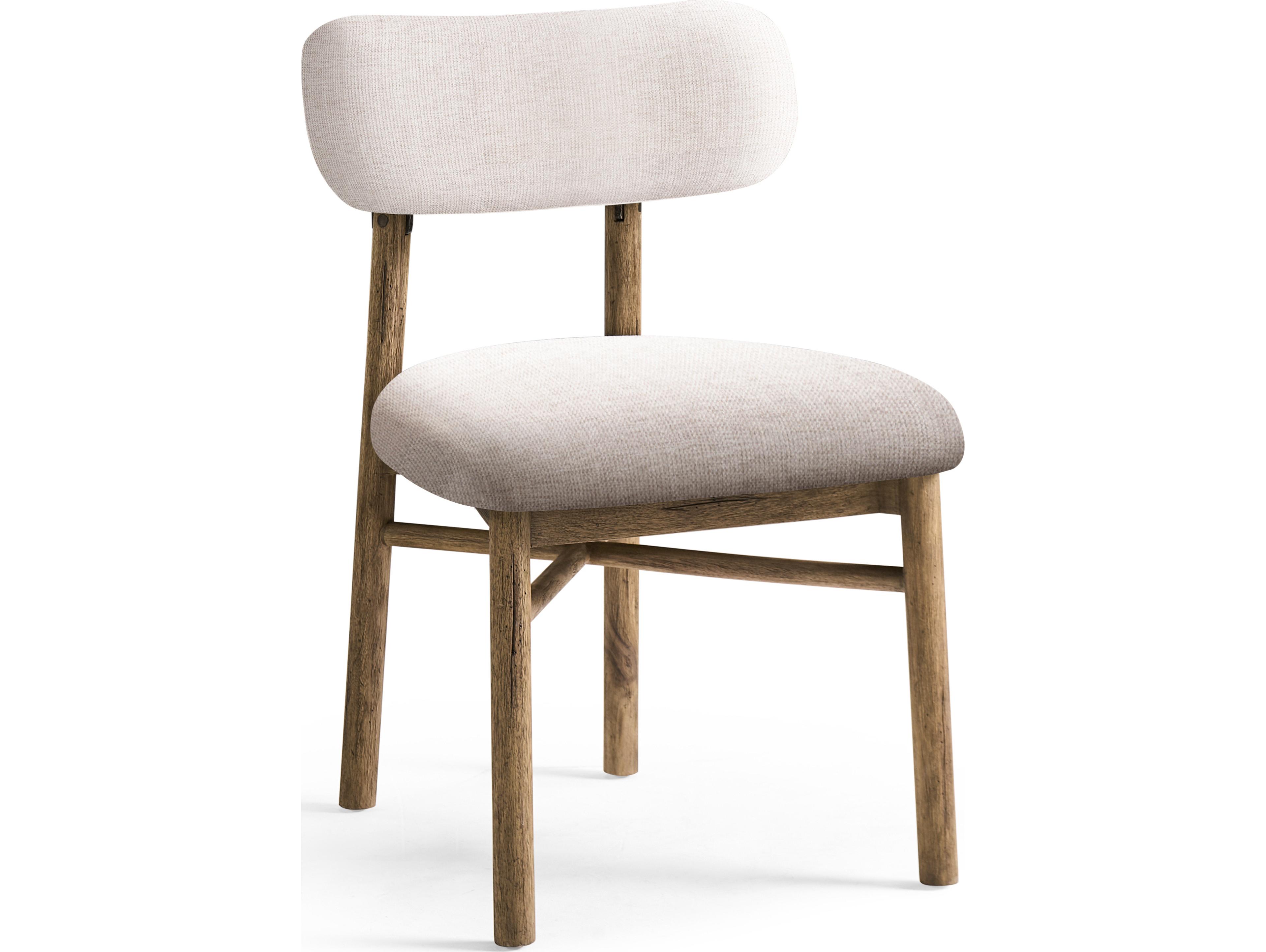 Jonathan Charles Stone Ridge Acacia Wood White Upholstered Armless Dining Chair