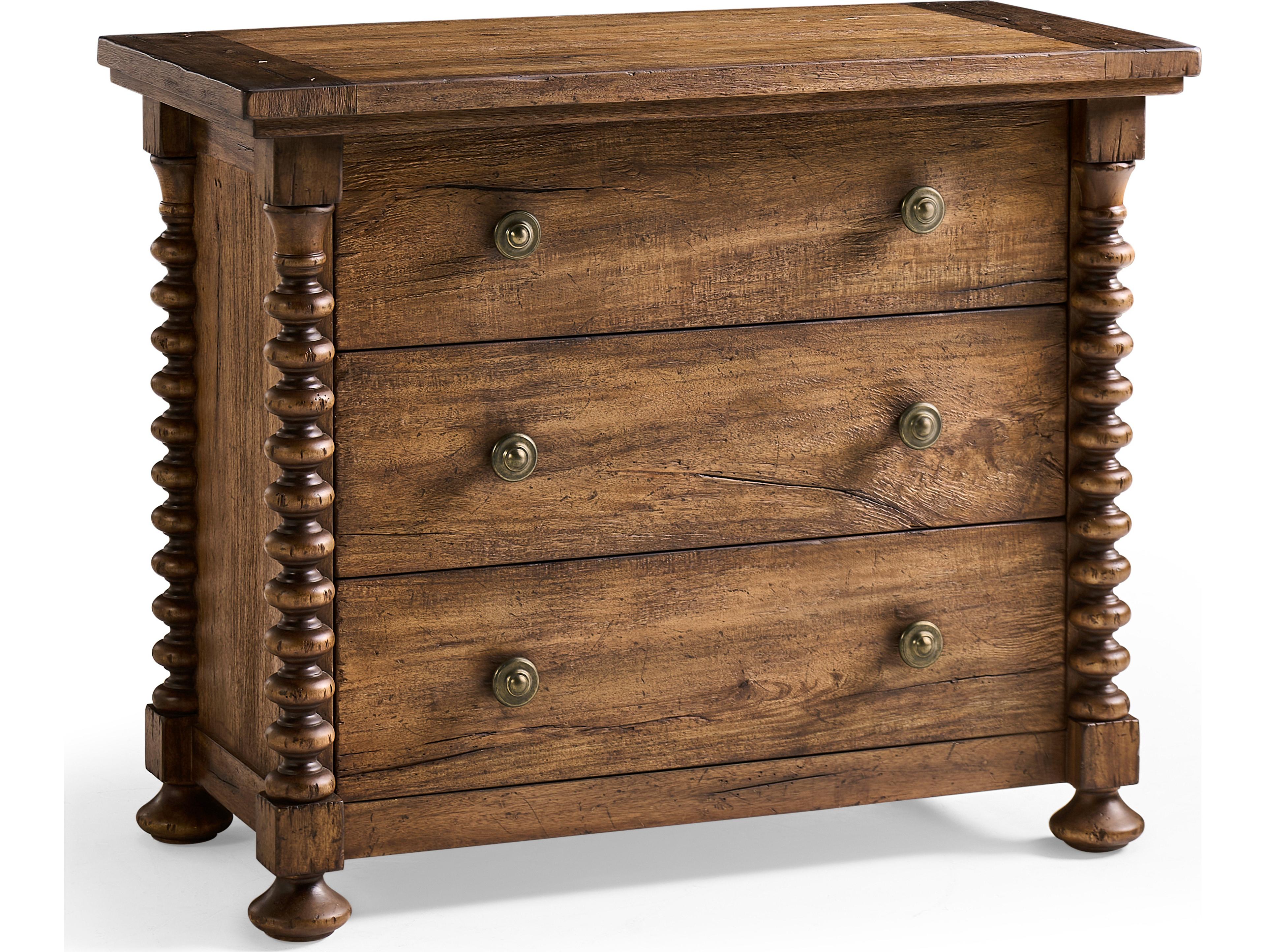 Jonathan Charles Tamarisk 3-Drawers Brown Acacia Wood Nightstand