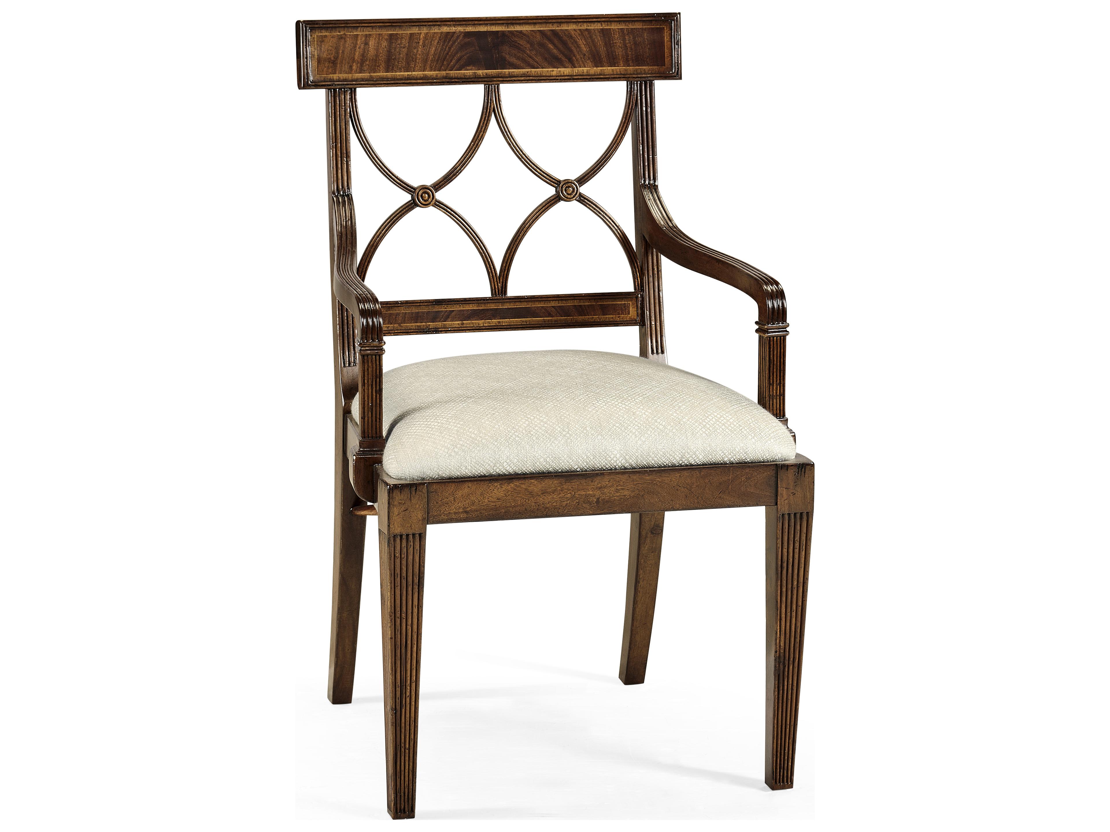 Jonathan Charles Jc Traditional Acacia Wood Brown Upholstered Arm Dining Chair