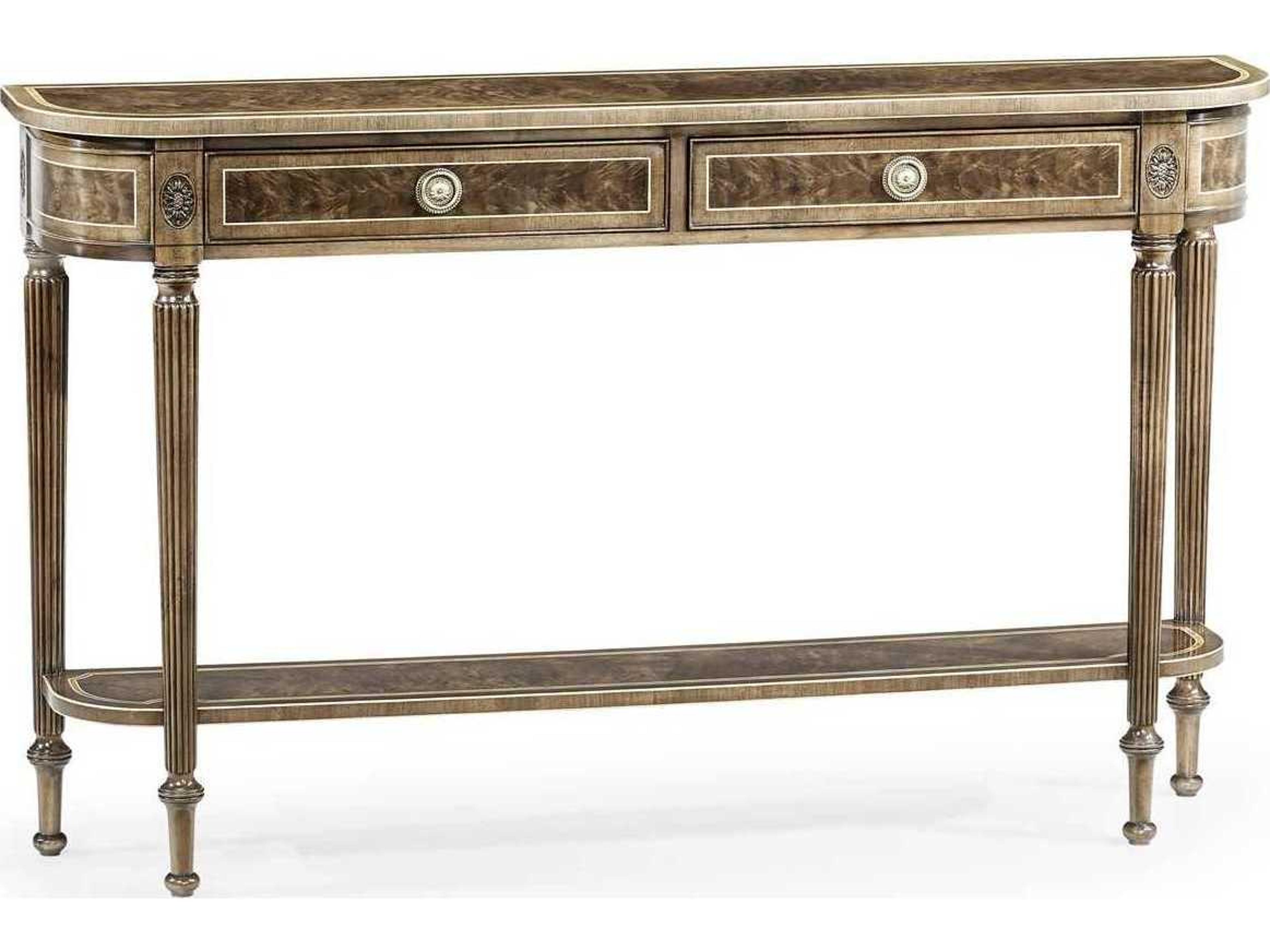 Jonathan Charles Buckingham Demilune Wood Bleached Mahogany Console Table