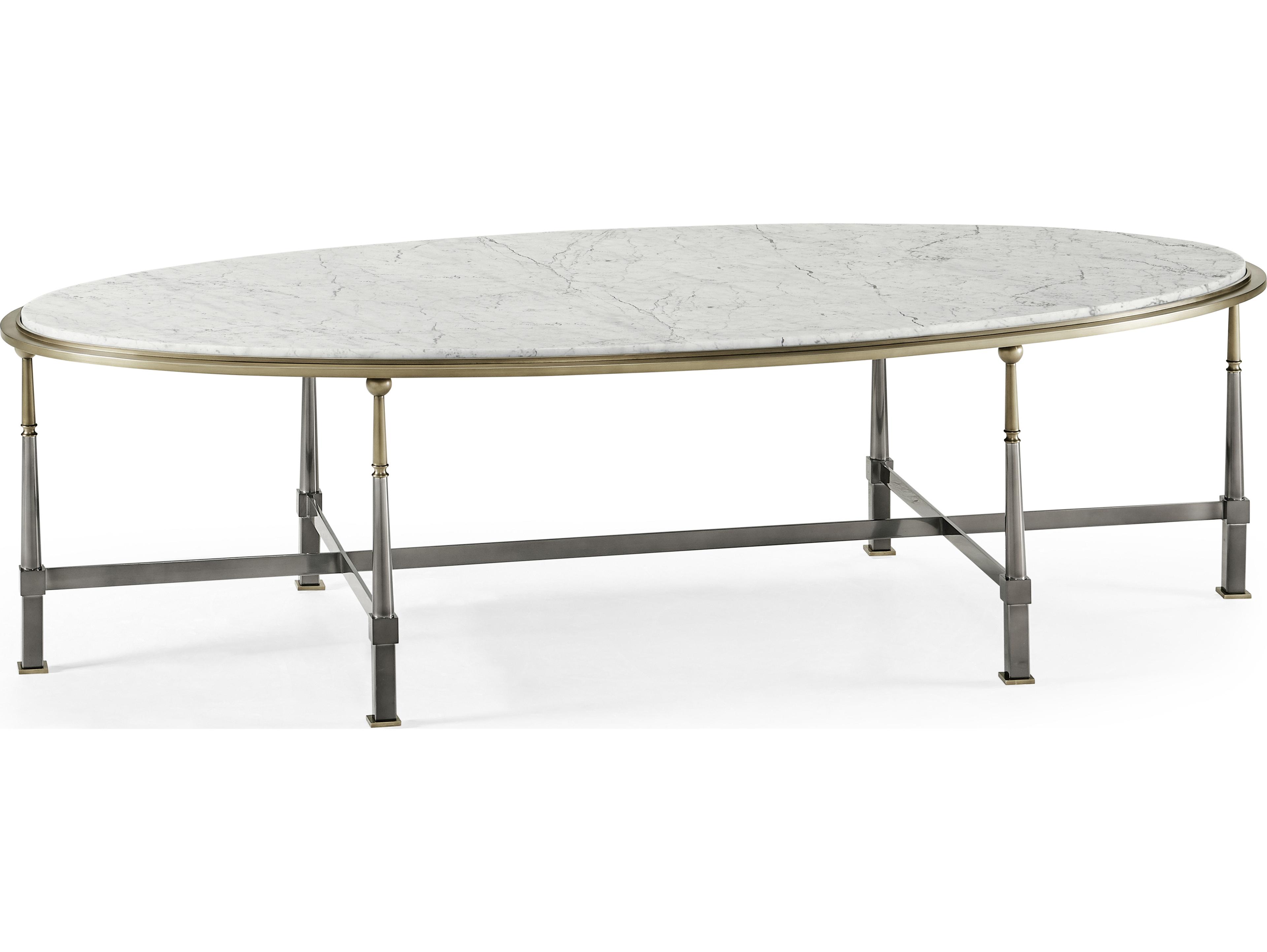 Jonathan Charles Hamilton Oval Marble Dark Gun Metal Coffee Table