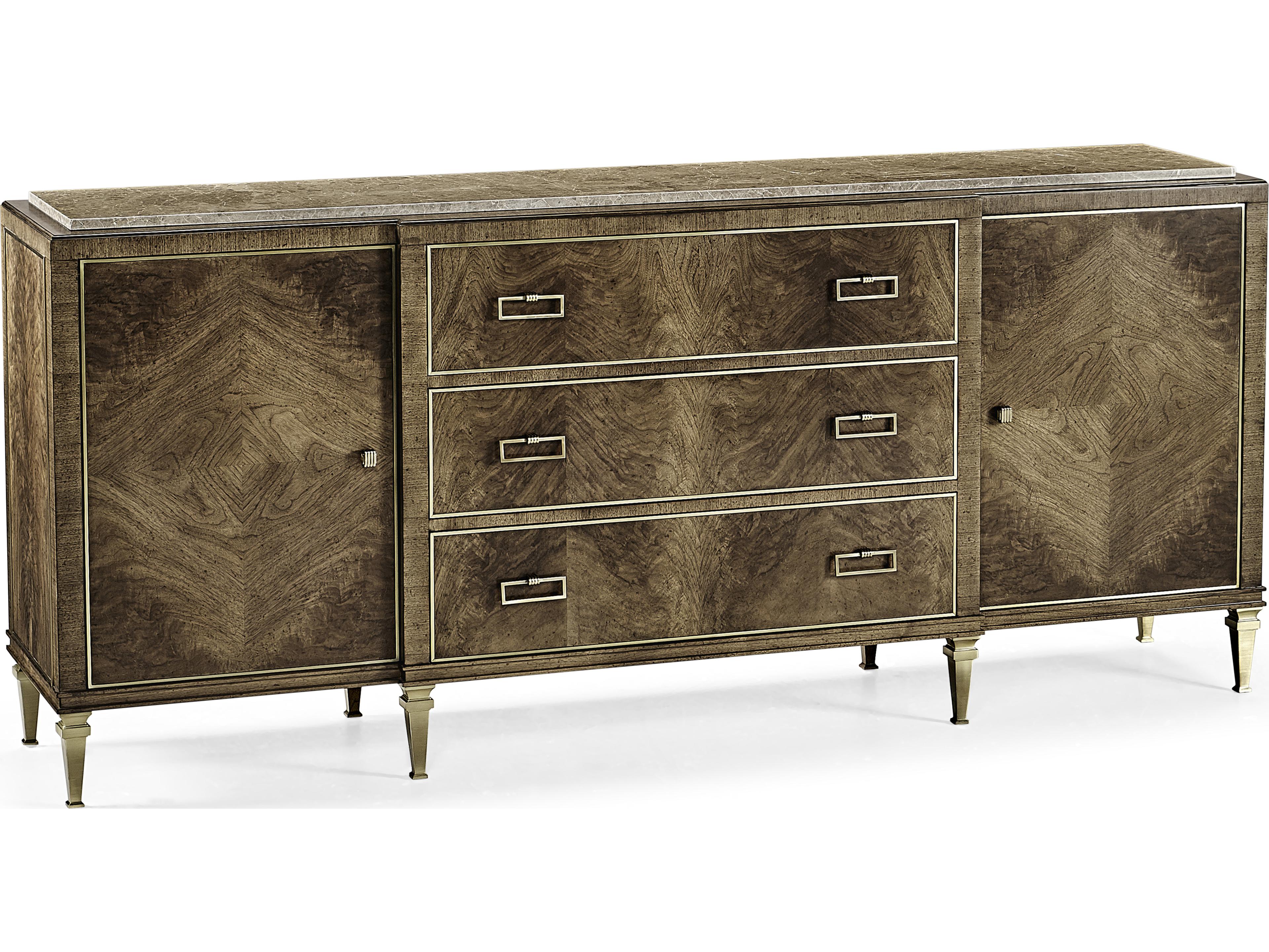 Jonathan Charles Barcelona Rectangular Marble Walnut Console Table