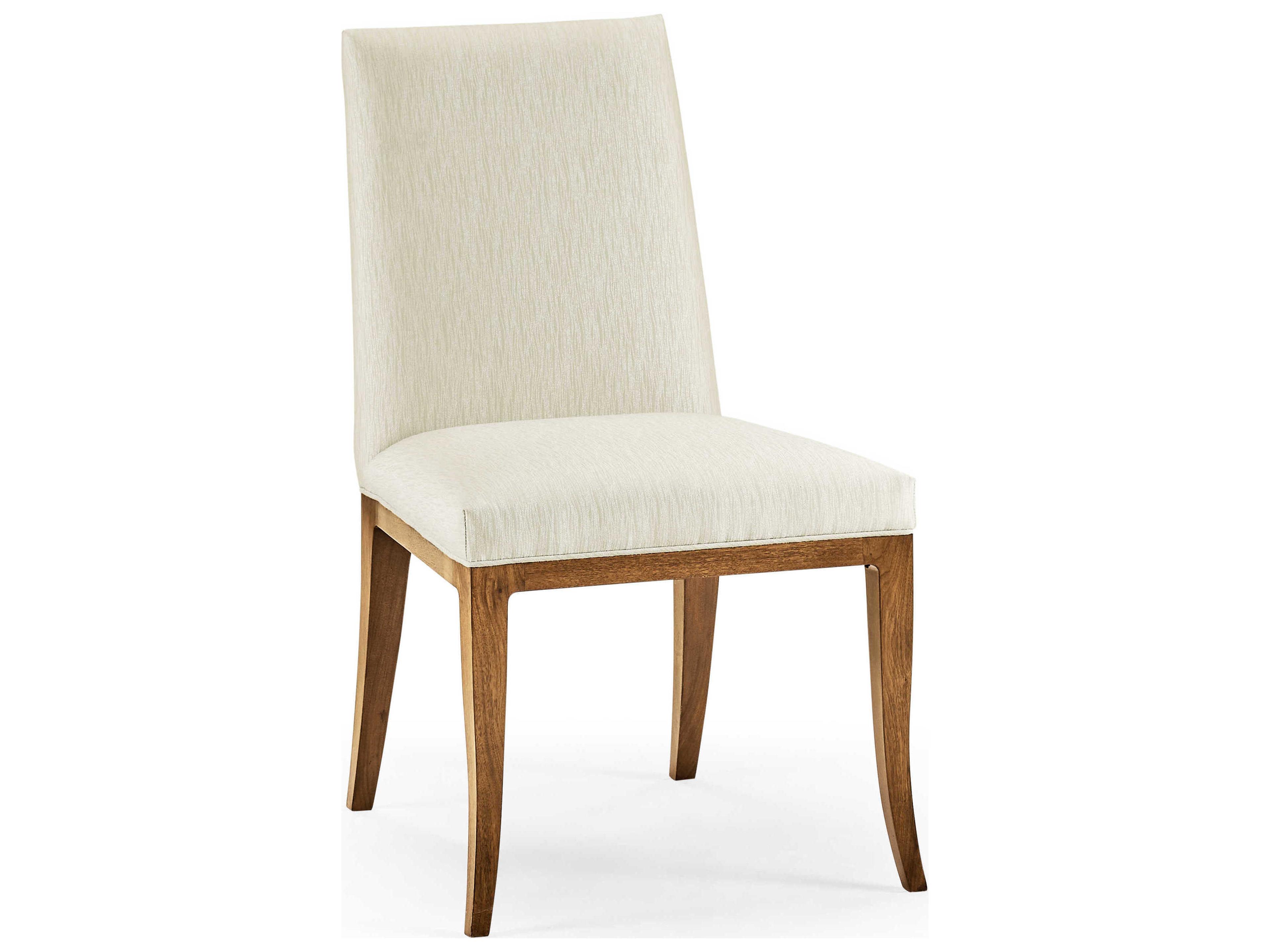 Jonathan Charles Toulouse Walnut Wood White Upholstered Side Dining Chair