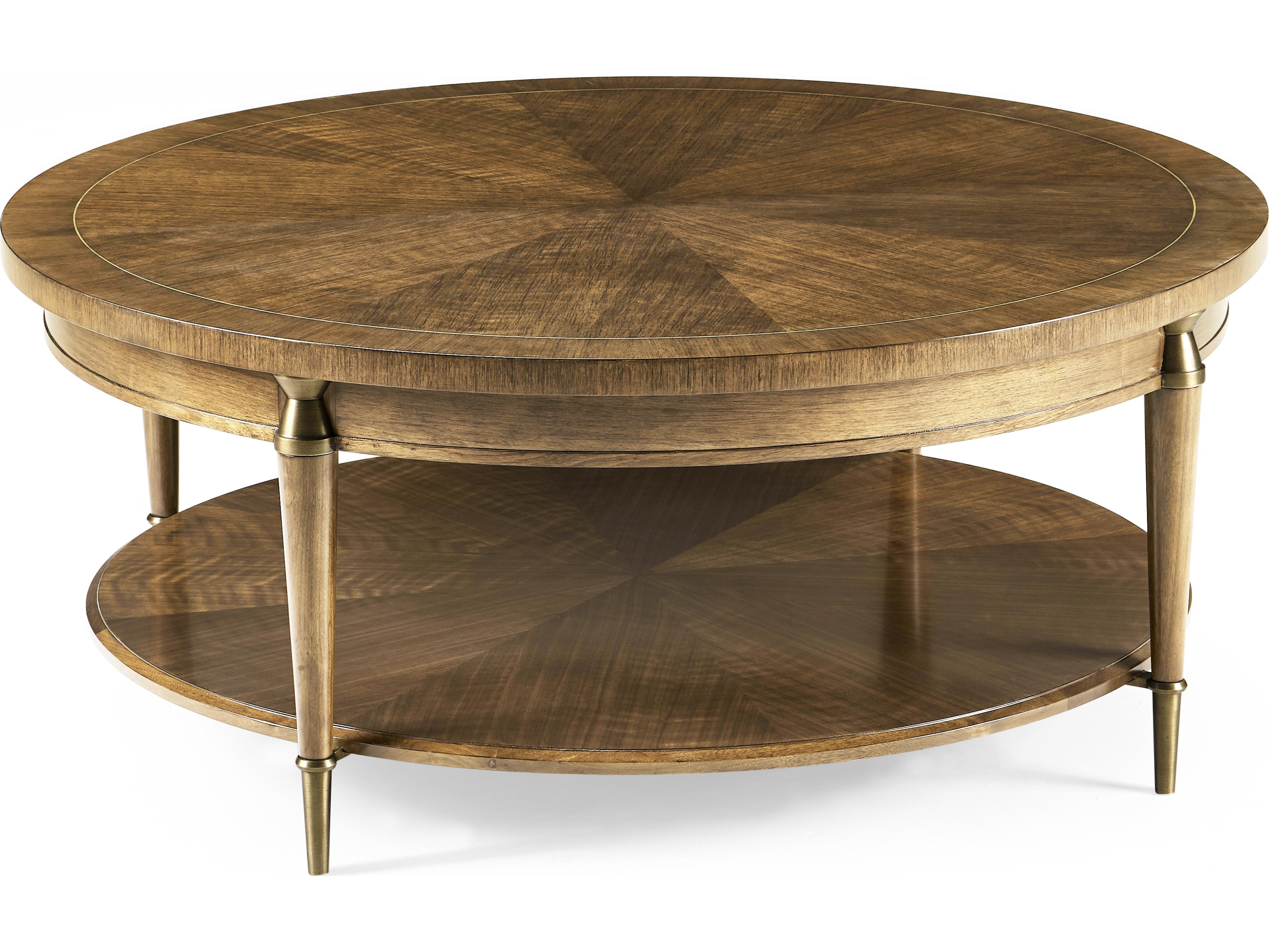 Jonathan Charles Toulouse Round Wood Walnut Coffee Table